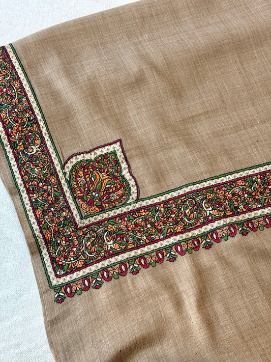 Kashmiri Shawl | Fancy Border Embroidery on Pashmina | Skin