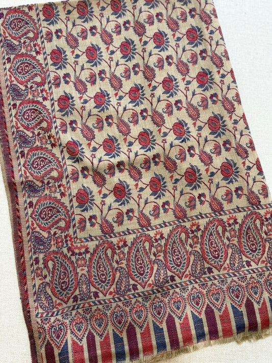 Pashmina Wool Kani Shawl in Full Size Multi Color