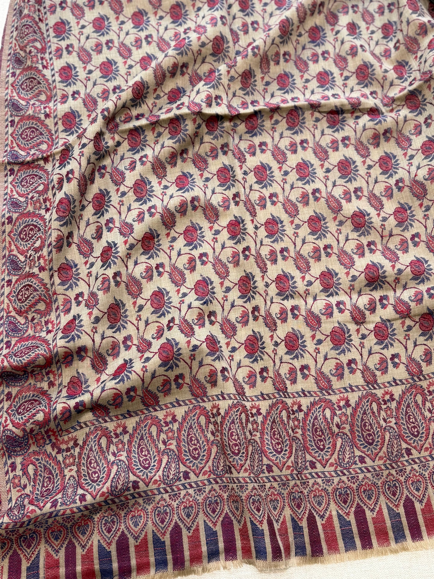 Pashmina Wool Kani Shawl in Full Size Multi Color