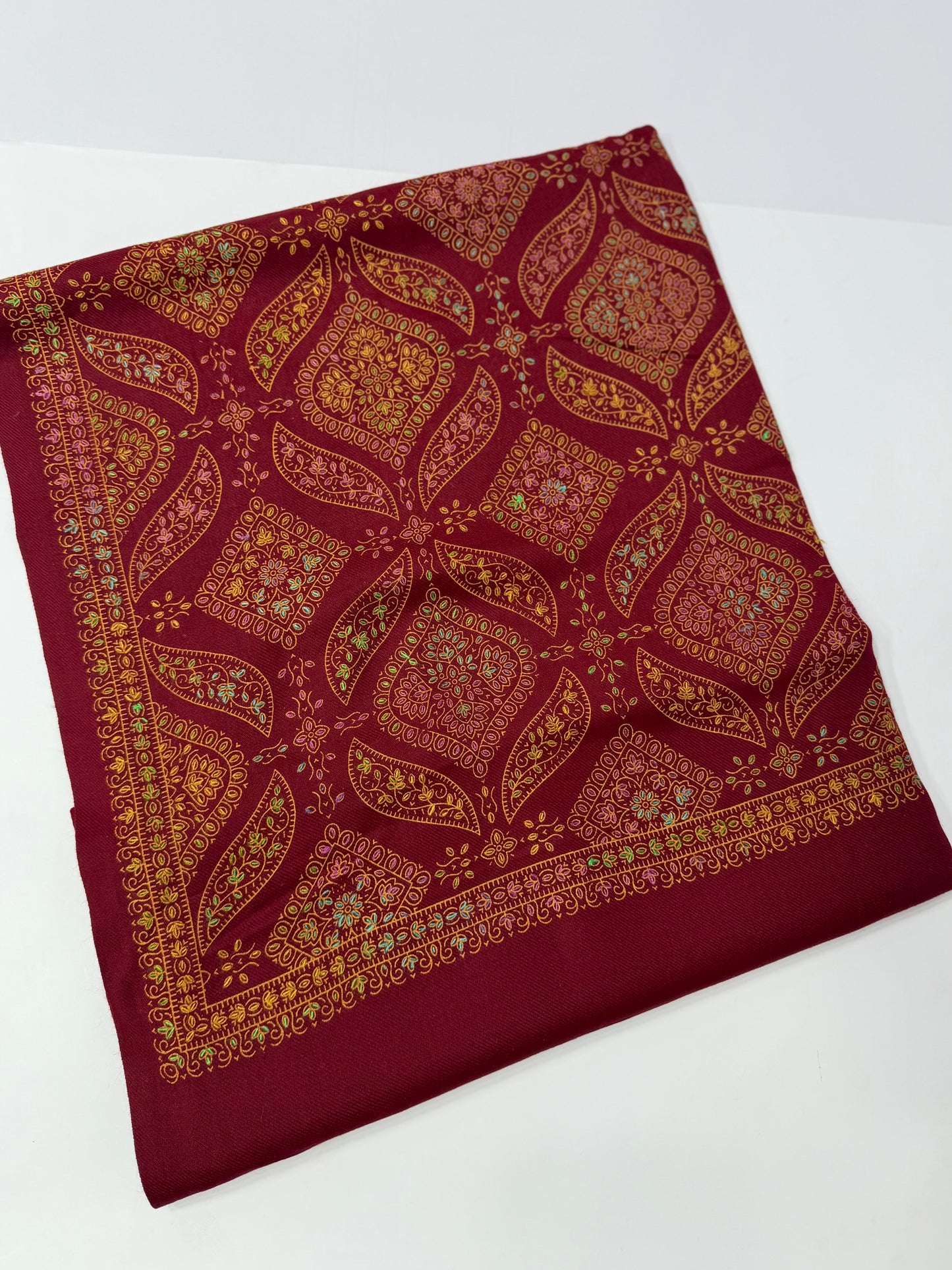 Pashmina Shawl | Hand Embroidery on Print Beautiful Shawl | Maroon