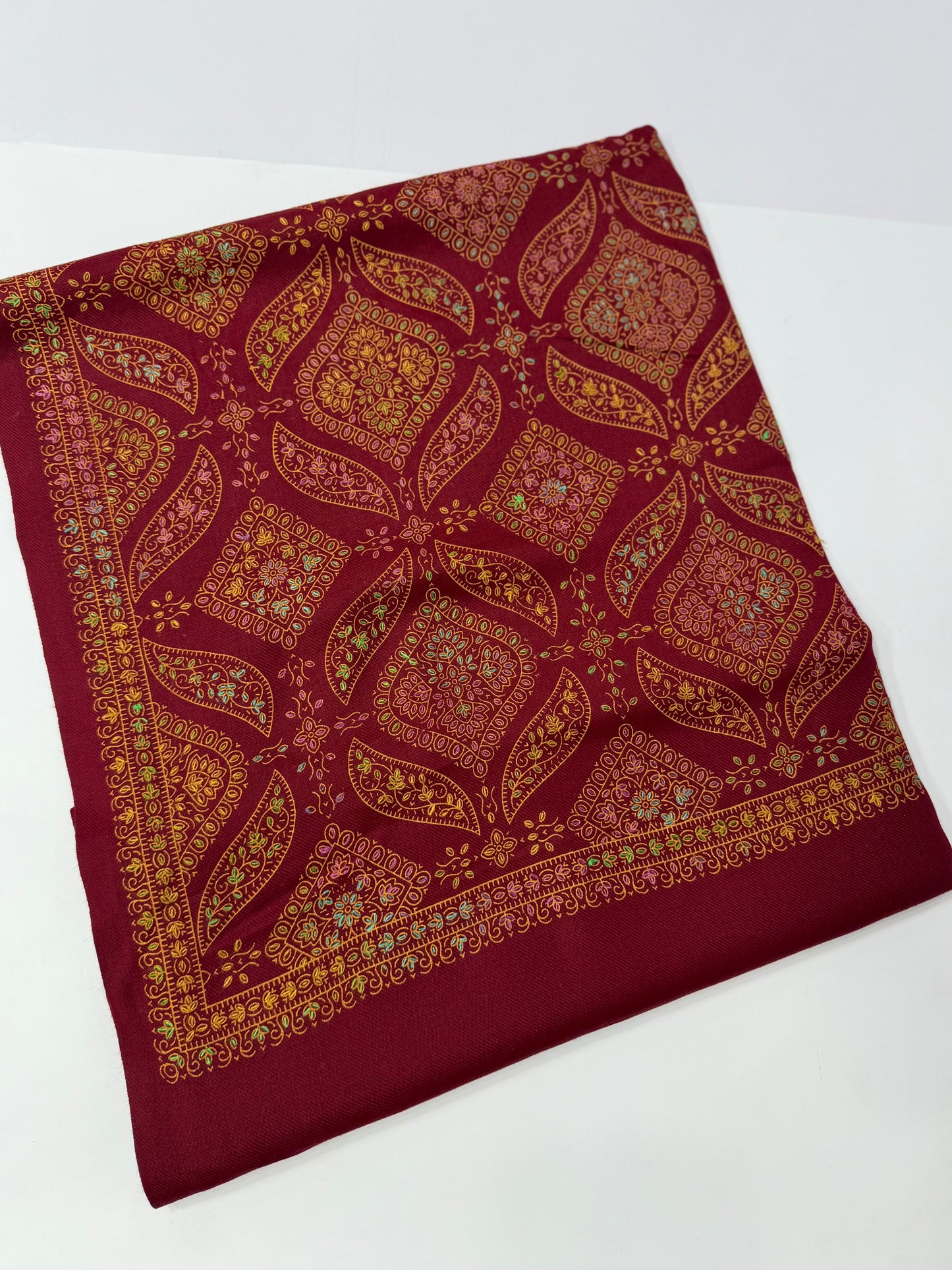 Pashmina Shawl | Hand Embroidery on Print Beautiful Shawl | Maroon