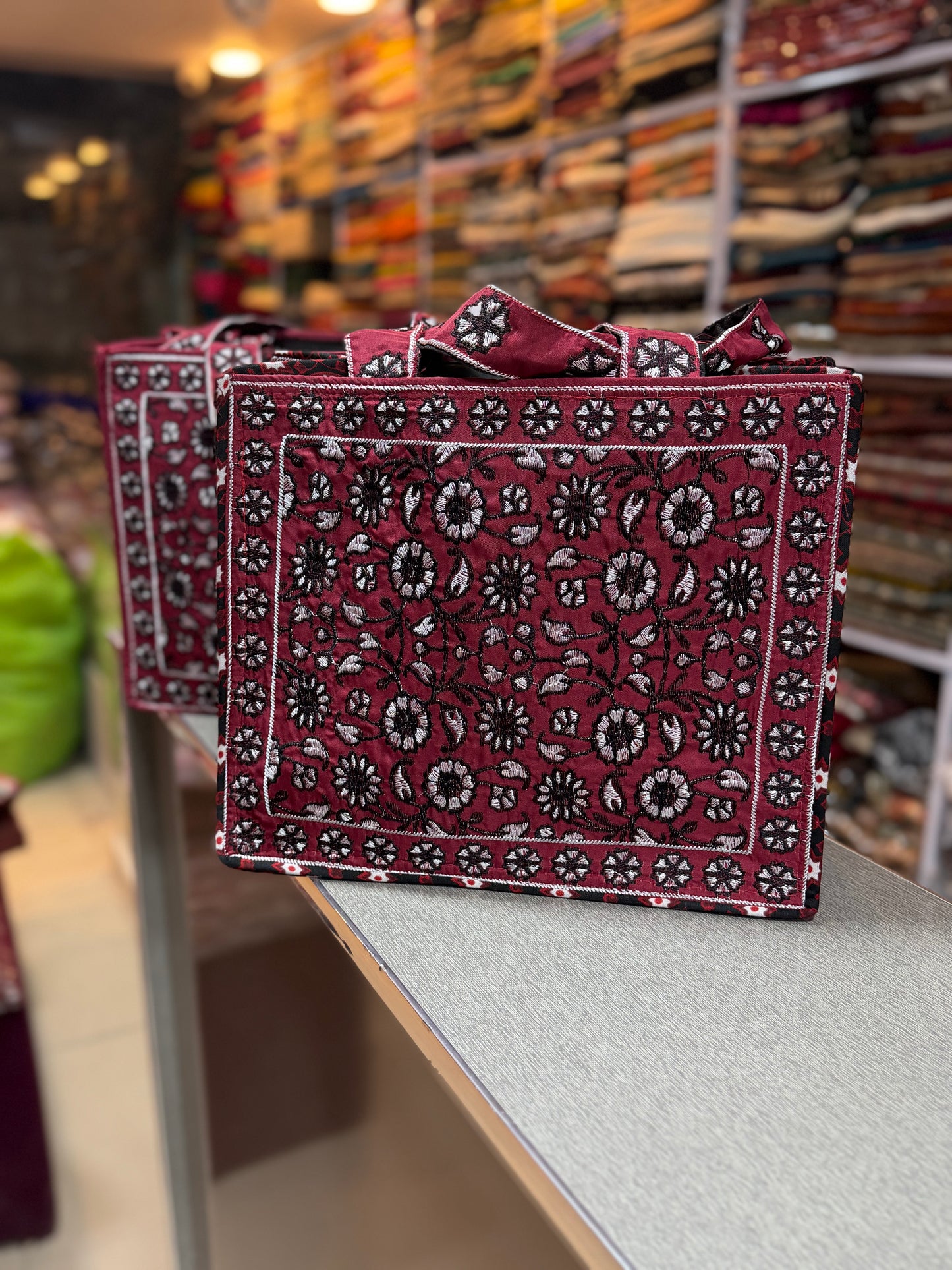 Ajrak Tote Bag Embroidered Shoulder Bag | Ajrak