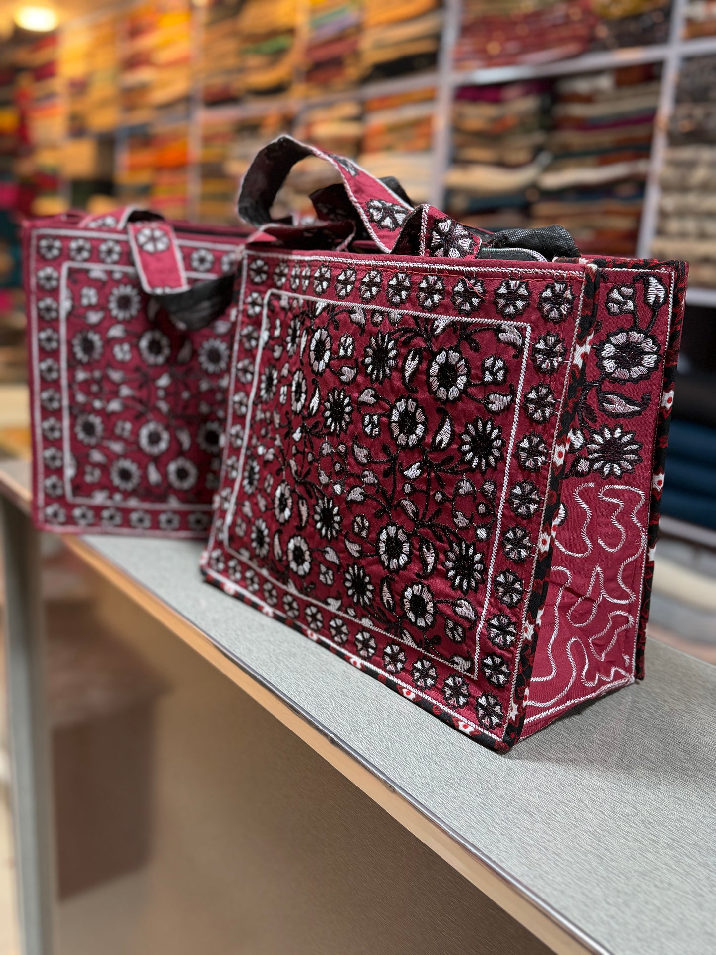 Ajrak Tote Bag Embroidered Shoulder Bag | Ajrak