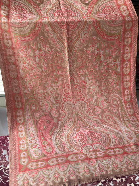 Kani Qalamkar Design Stole Sky Cashmere Acrylic Wool | Dark Skin