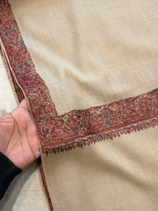 Skin Kashmiri Shawl | Handmade Hashia Border Embroidery Made in Kashmir Pure Pashmina
