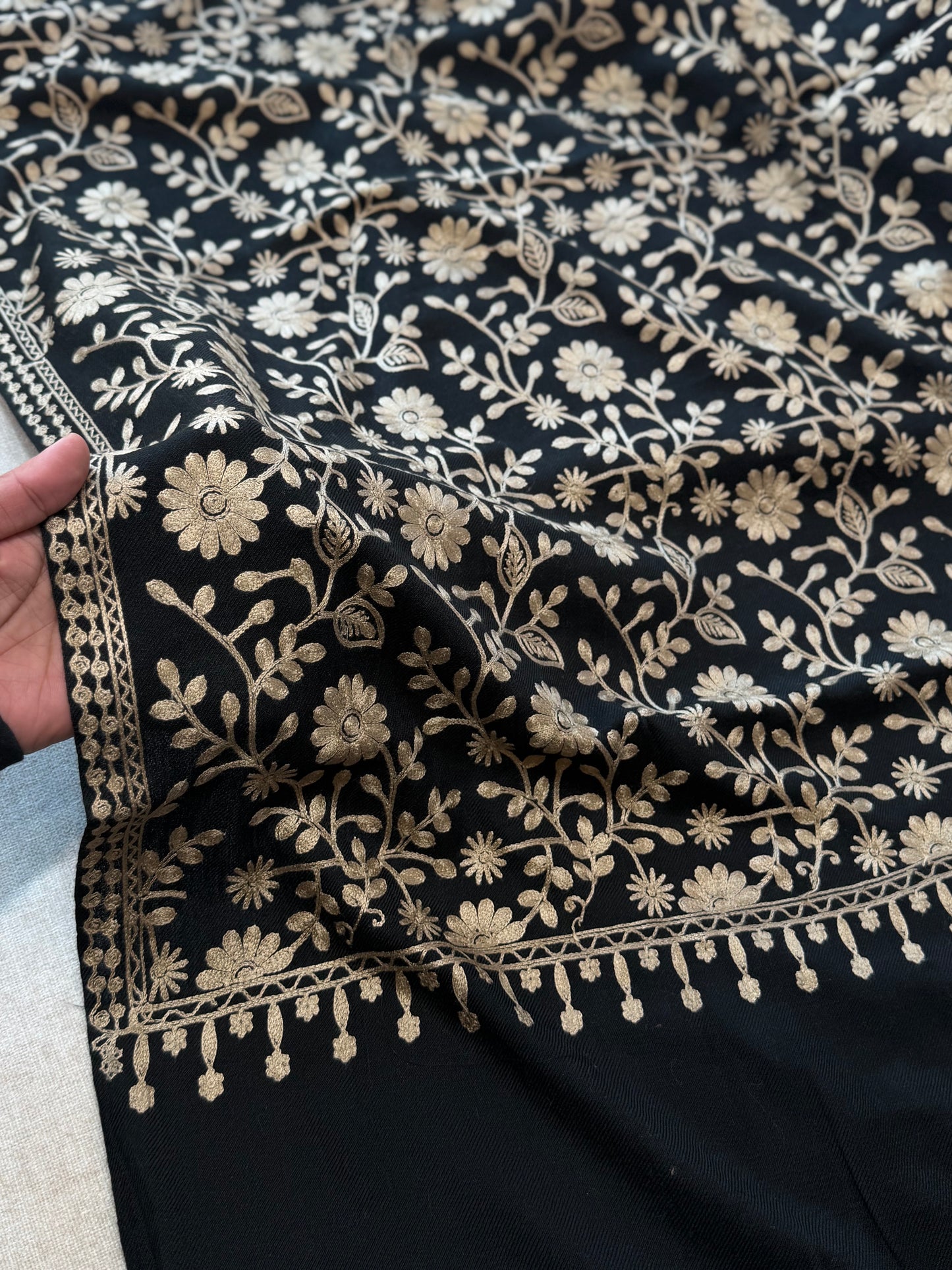 Sky Cashmere Plain Pashmina Shawl Perfect Soft Material for Winter 2.7 Yards | Jet Black