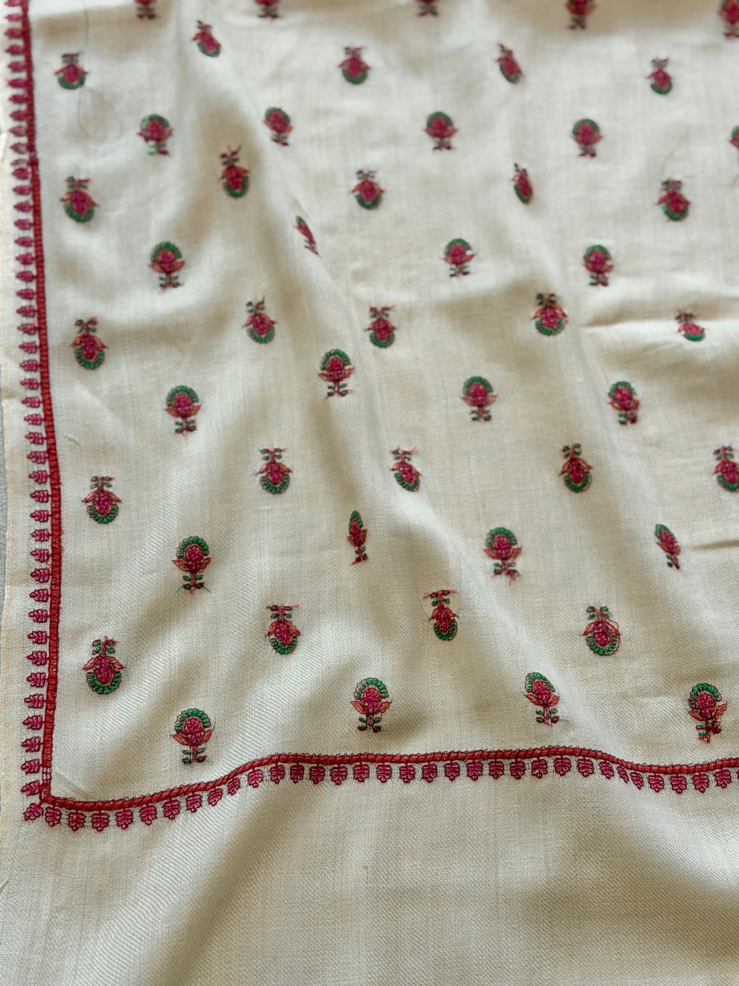 Pashmina Shawl Bouti Jaal | Cream Color