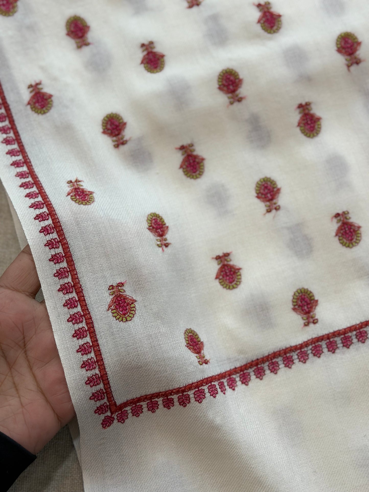 Pashmina Shawl Bouti Jaal | Off White