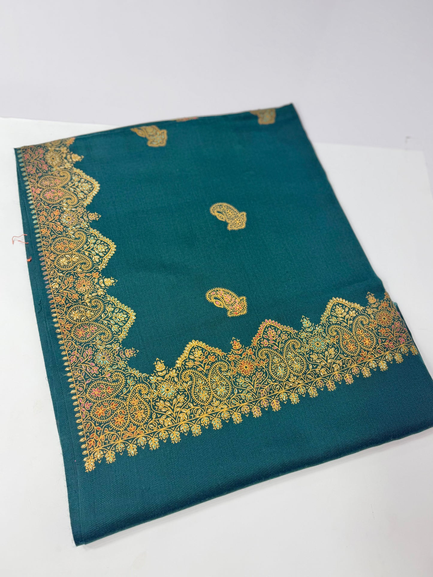 Pashmina Shawl Kingri Border Embroidery | Handmade Shawl Perfect Gift | Navy Blue