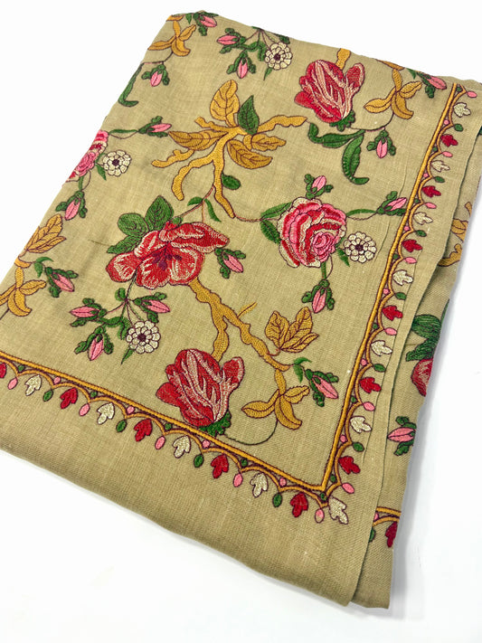 Skin Gulabkar Pashmina Embroidered Shawl Fancy Tilla and Thread Work Perfect Gift