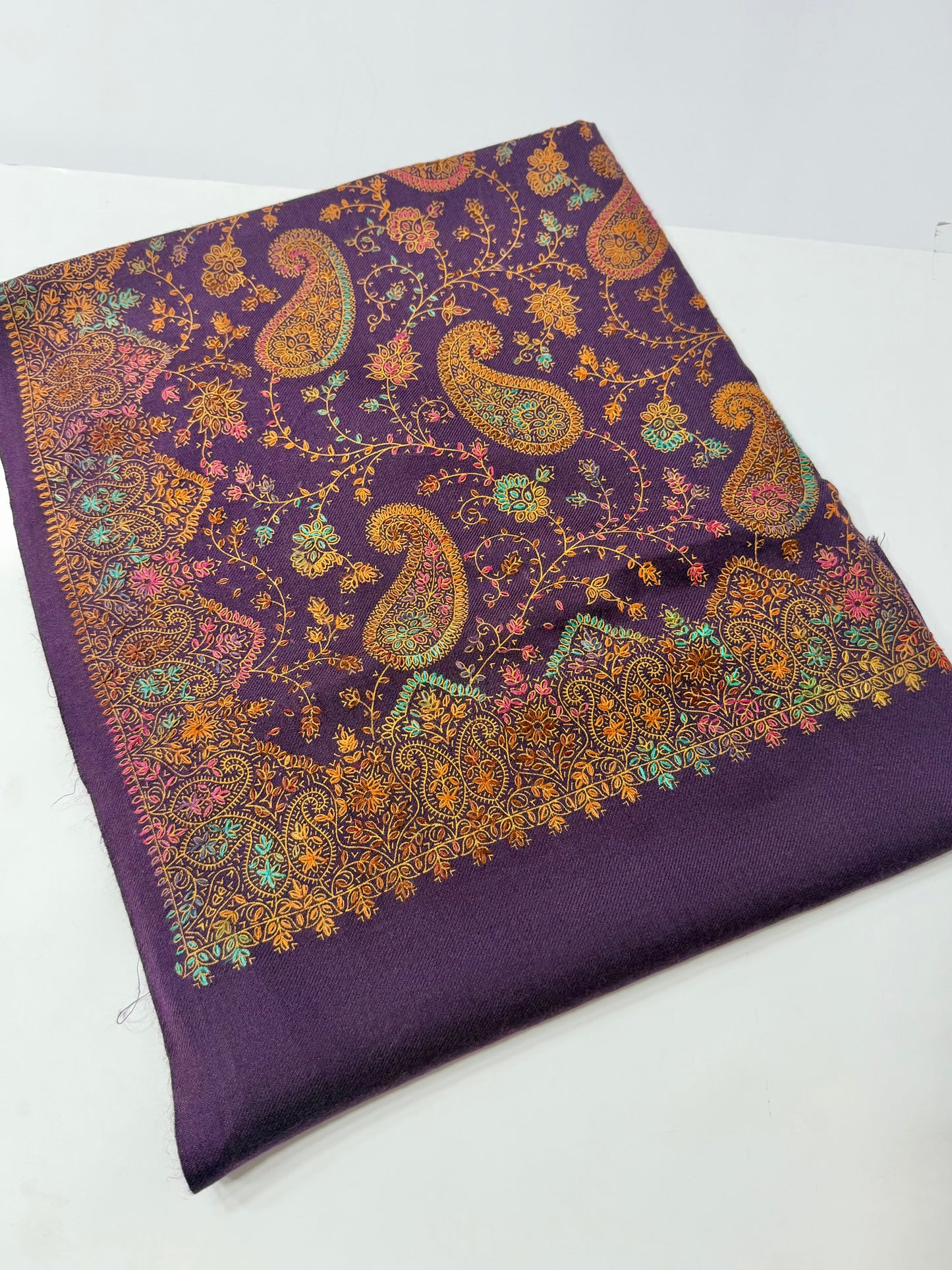 Pashmina Shawl | Hand Embroidery on Print Beautiful Shawl | Purple