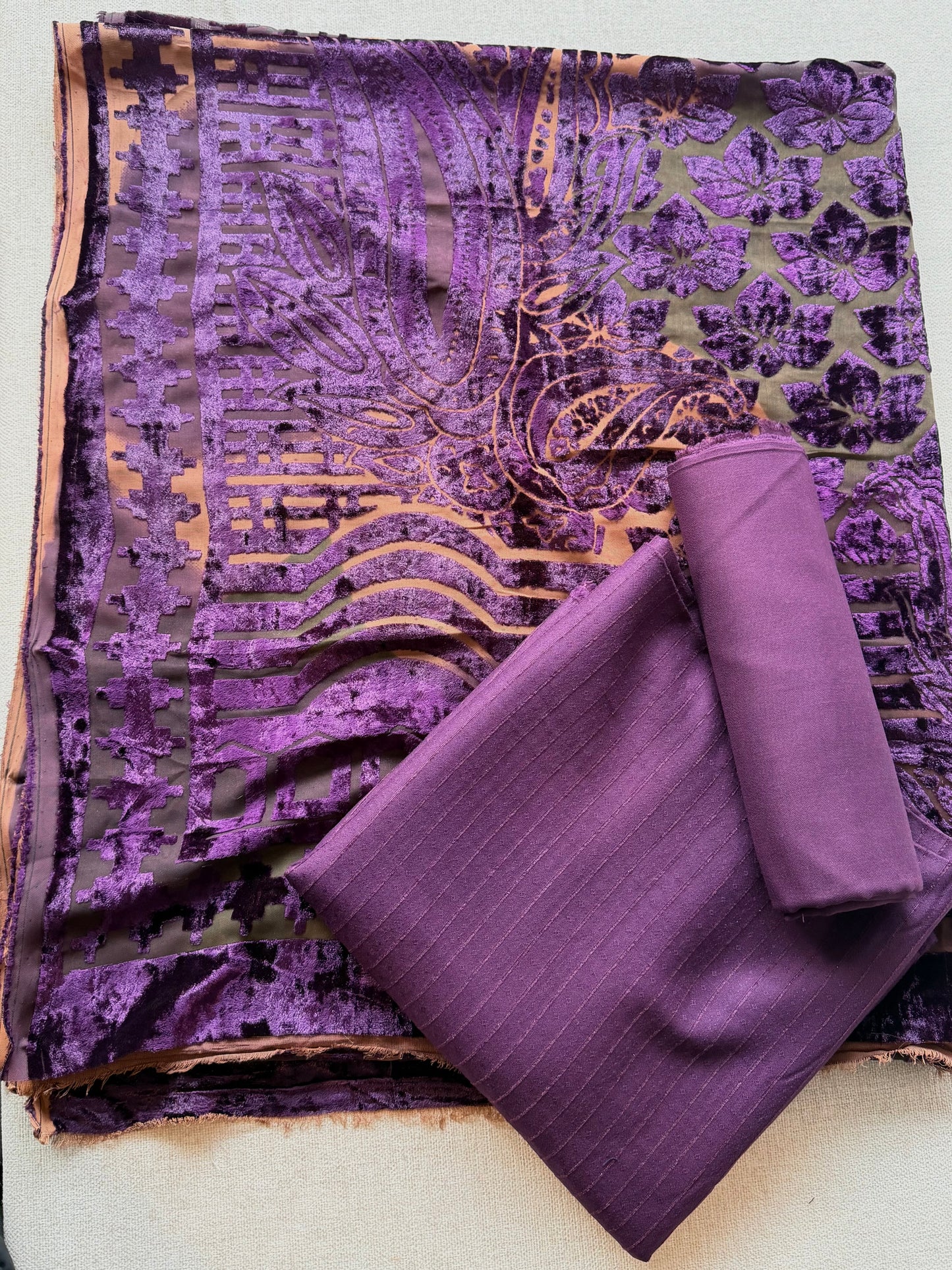 3 Piece Suit | Moonlight Marina with Velvet Palachi Shawl | Dark Purple