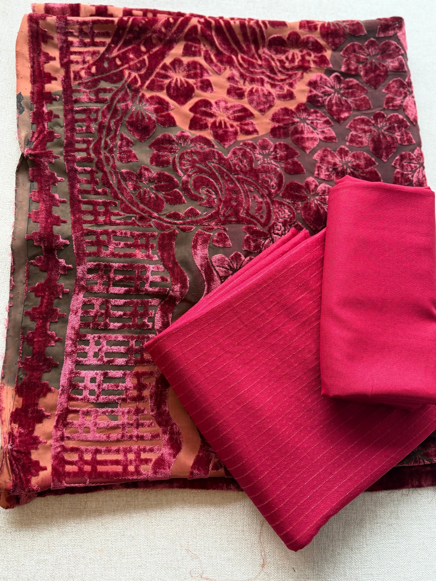 3 Piece Suit | Moonlight Marina with Velvet Palachi Shawl | Maroon