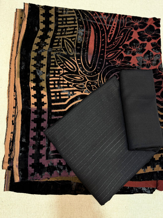 3 Piece Suit | Moonlight Marina with Velvet Palachi Shawl | Black