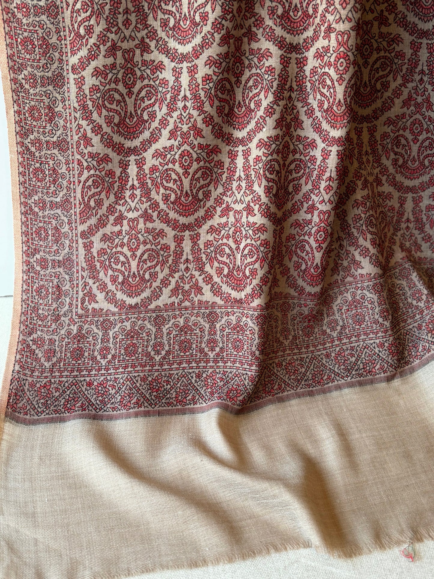 Pashmina Wool Kani Shawl in Full Size Skin Maroon kani