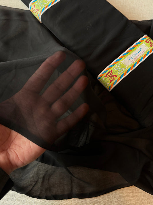 Plain Georgette Chiffon (Heera) Dupatta 2.75 Yards | Black