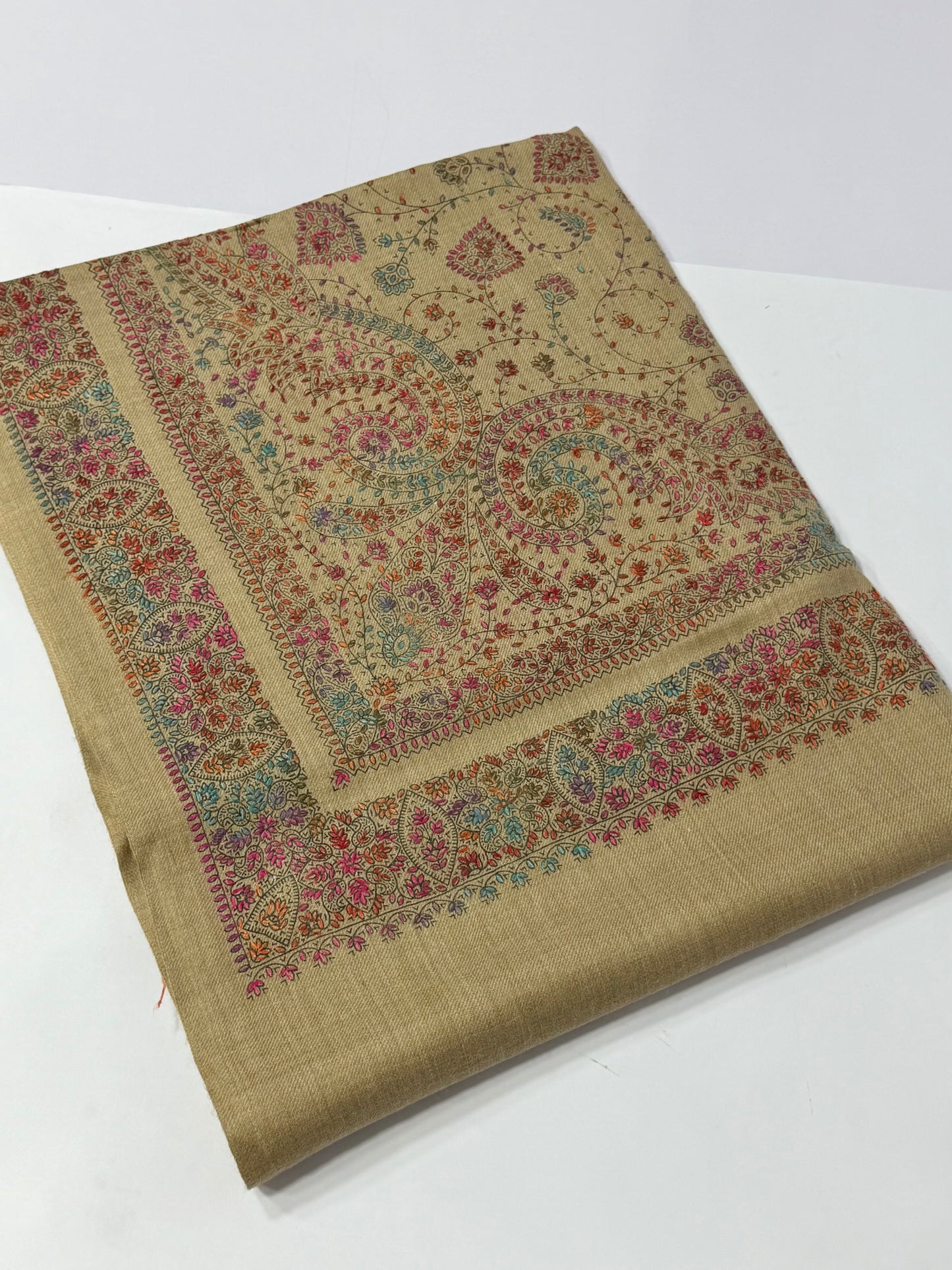 Pashmina Shawl | Hand Embroidery on Print Beautiful Shawl | Skin
