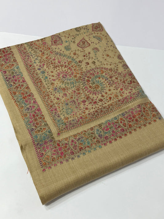 Pashmina Shawl | Hand Embroidery on Print Beautiful Shawl | Skin