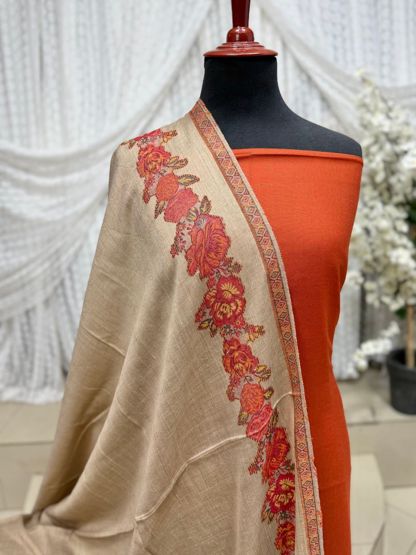 3 Piece Kani Shawl Suit | Plain Marina Suit With Kani Pashmina Shawl Perfect Gift