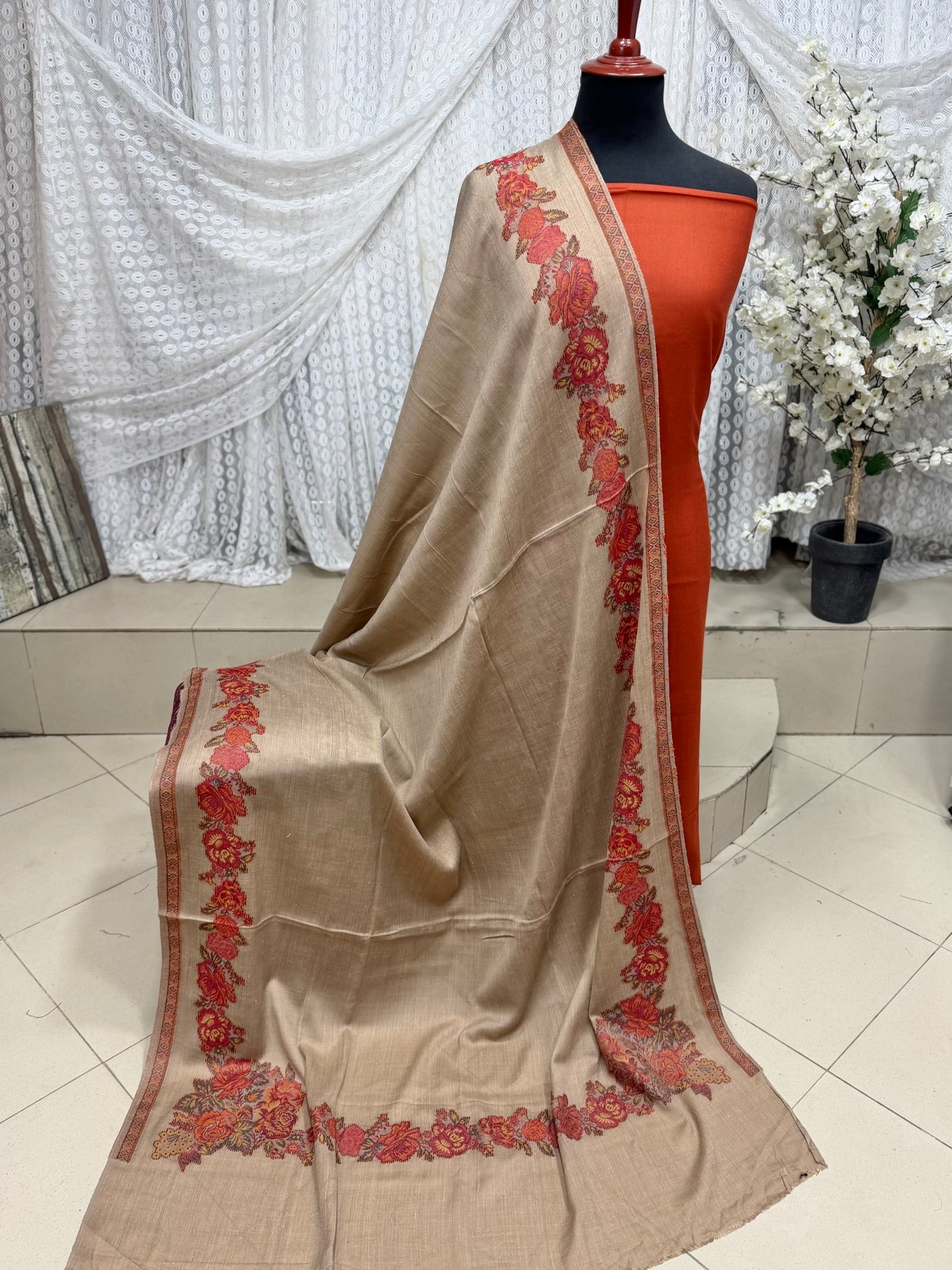 3 Piece Kani Shawl Suit | Plain Marina Suit With Kani Pashmina Shawl Perfect Gift
