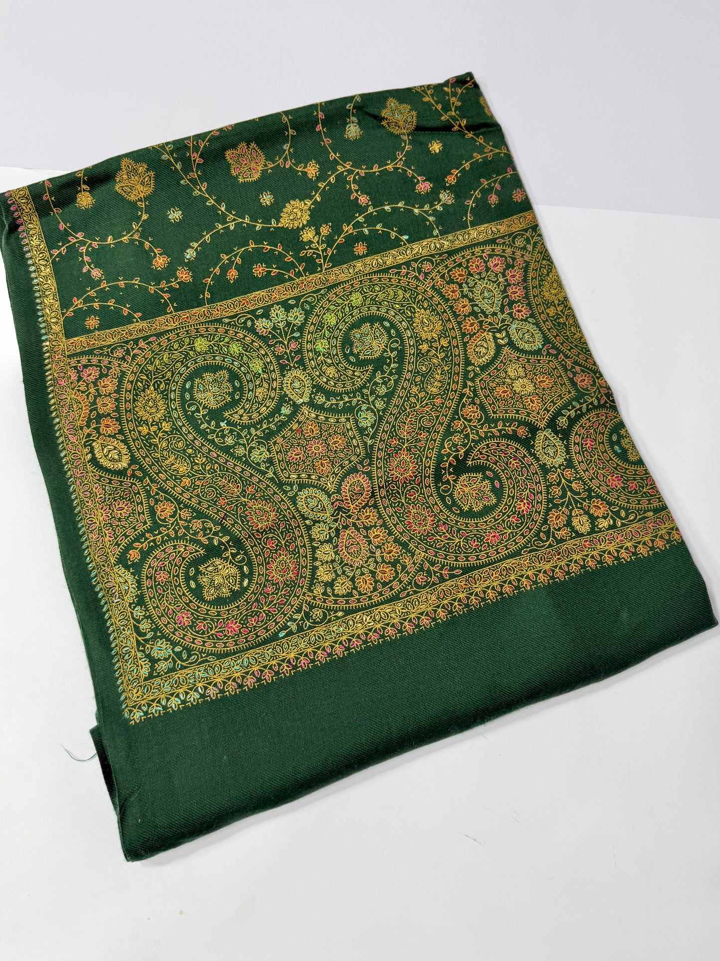 Pashmina Shawl | Hand Embroidery on Print Beautiful Shawl | Green