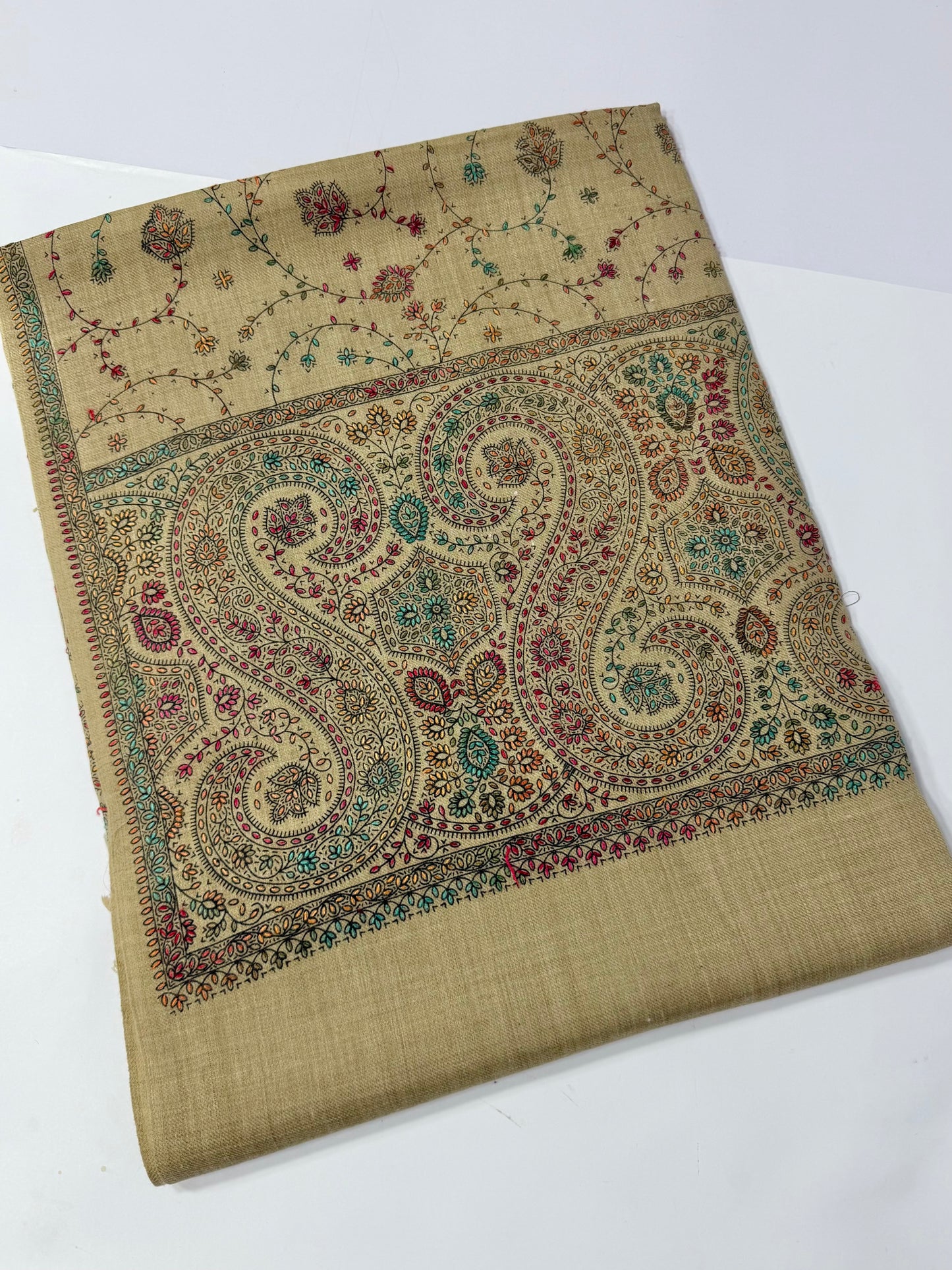 Pashmina Shawl | Hand Embroidery on Print Beautiful Shawl | Skin