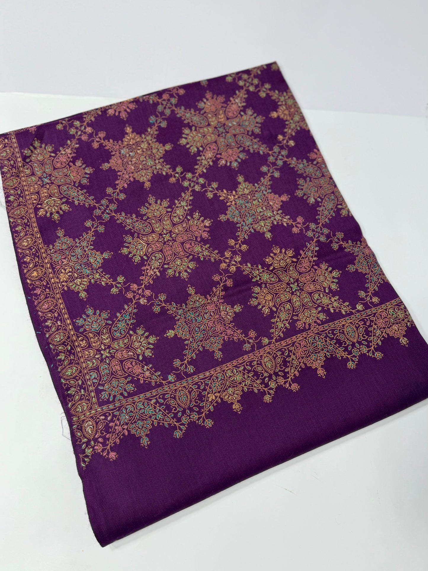 Pashmina Shawl | Kashmiri Hand Embroidery Beautiful Shawl in Sale | Purple