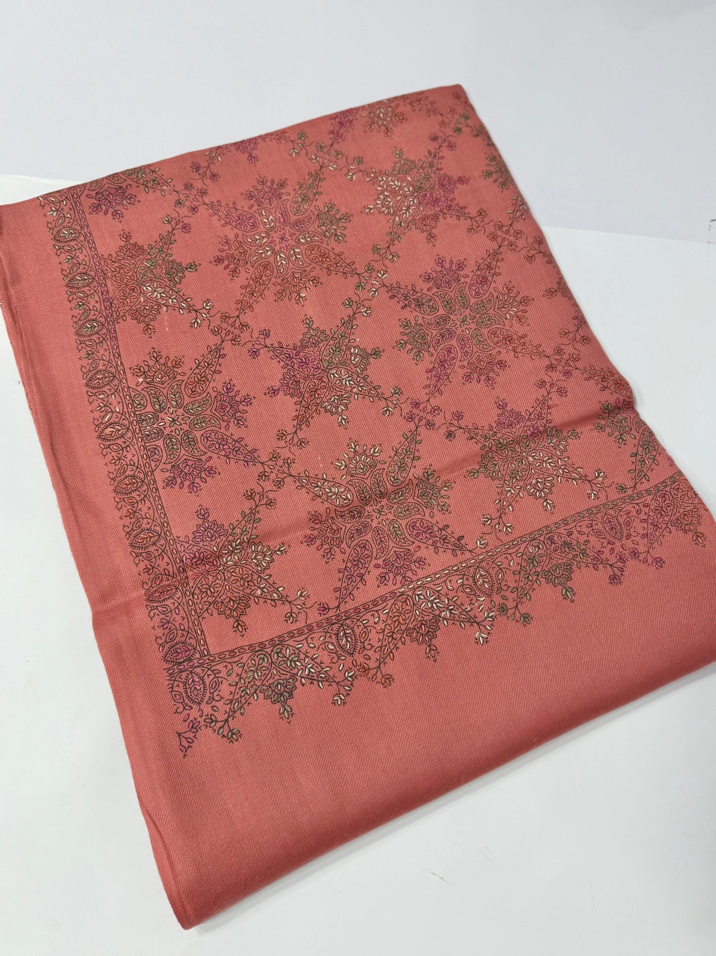 Pashmina Shawl | Kashmiri Hand Embroidery Beautiful Shawl in Sale | Tea Pink