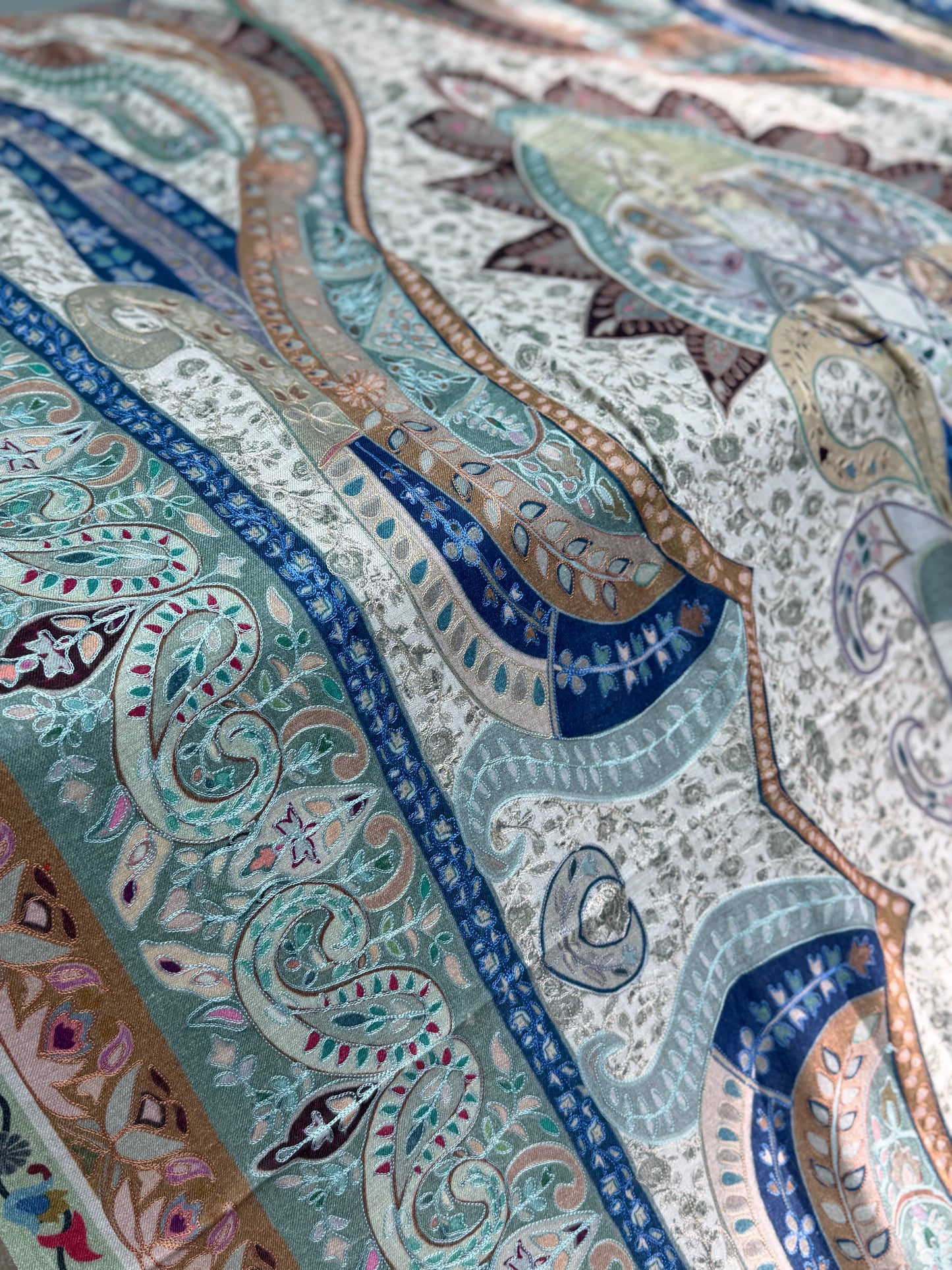 Qalamkar Shawl on Toosh Base | Made in Kashmir Multicolor Floral Design | QM103