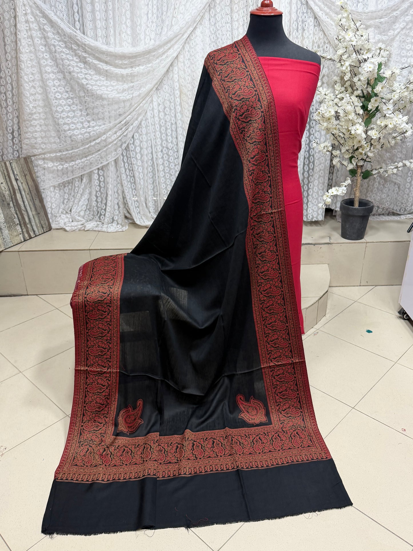 3 Piece Kani Shawl Suit | Plain Marina Suit With Kani Pashmina Shawl Perfect Gift