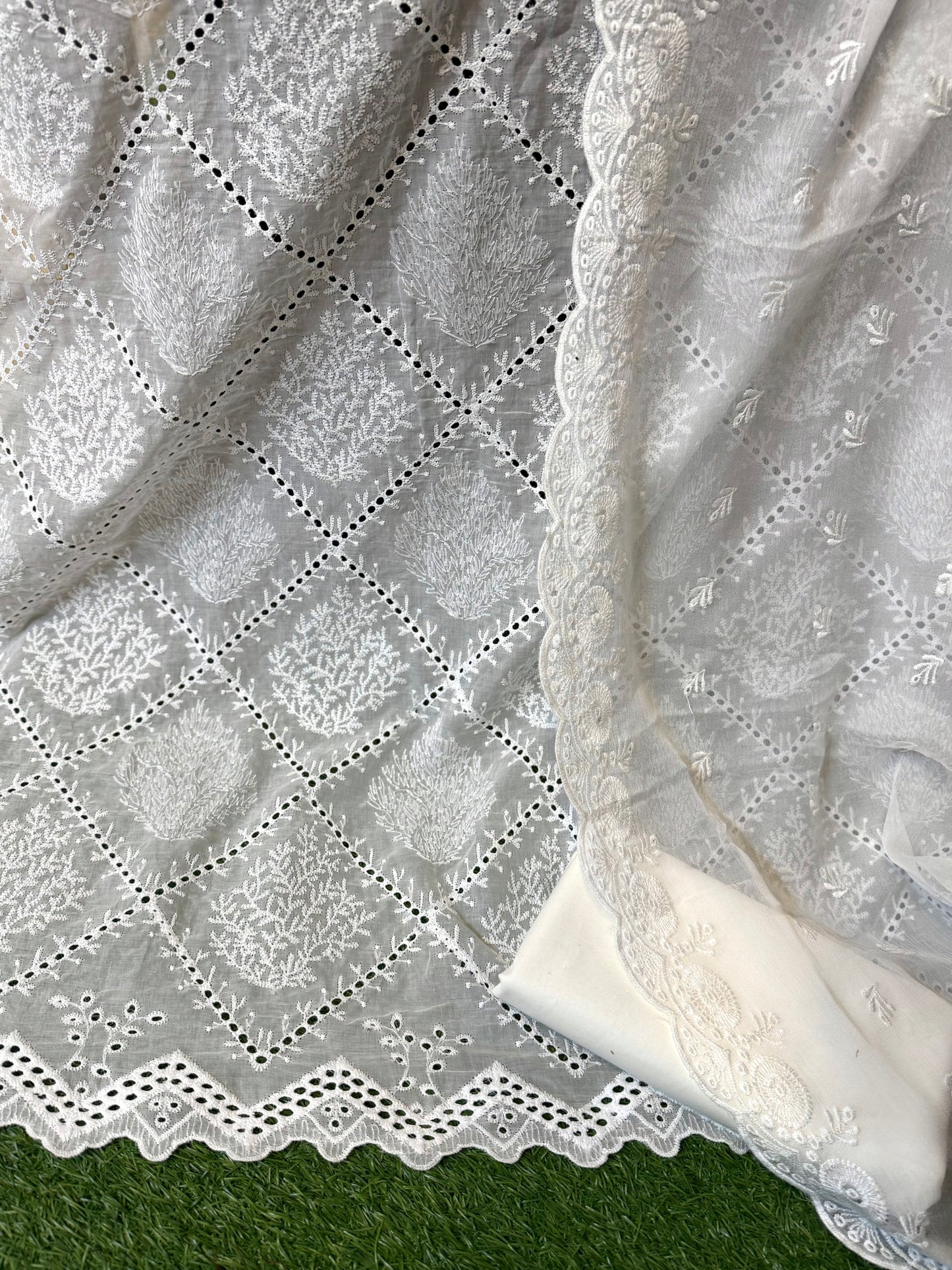 3 Piece Chikankari Suit | Chiffon Embroidered Dupatta | White