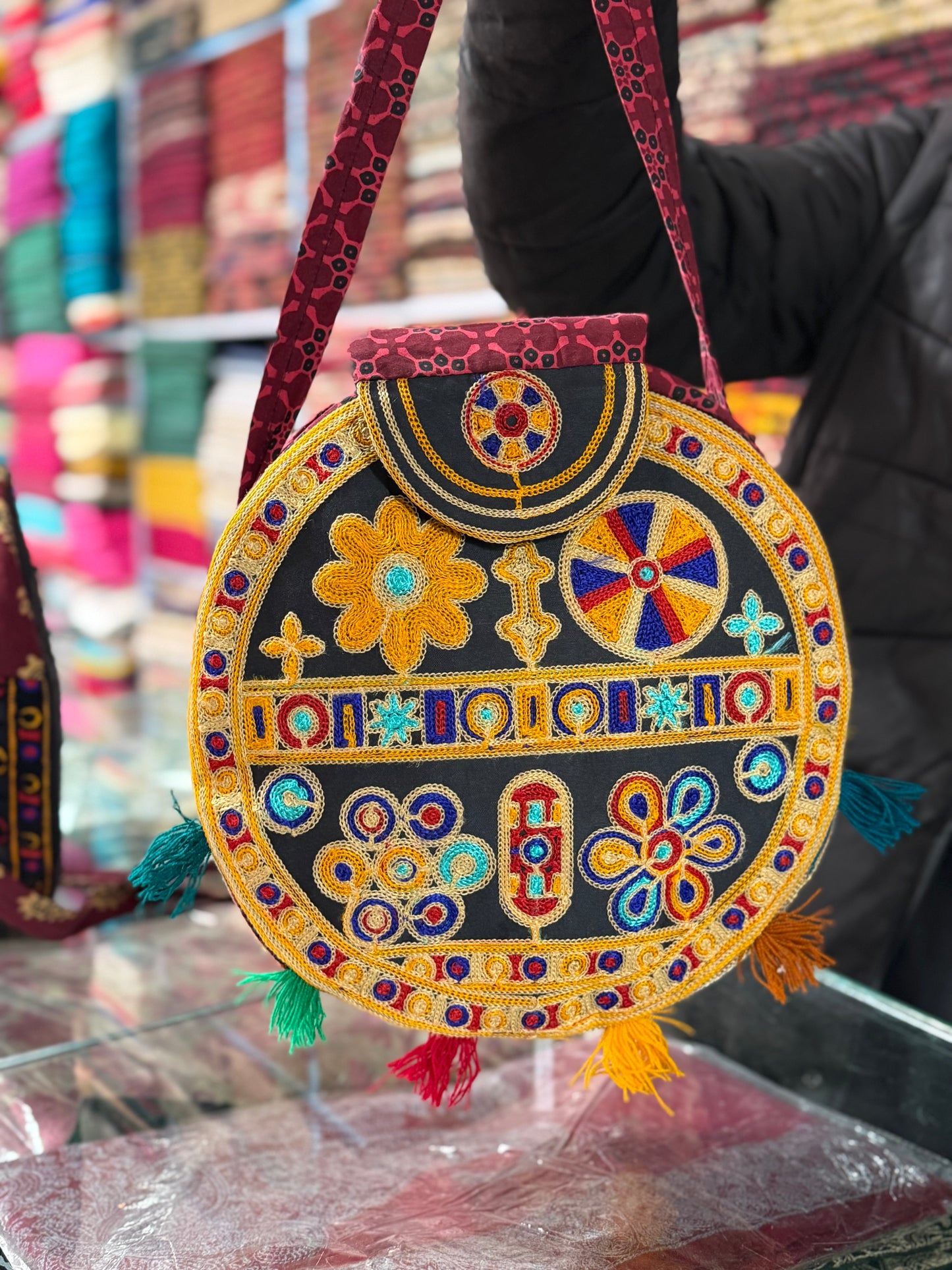 Banjara Round Shoulder Bag Embroidered Shoulder Bag | Skin Multi