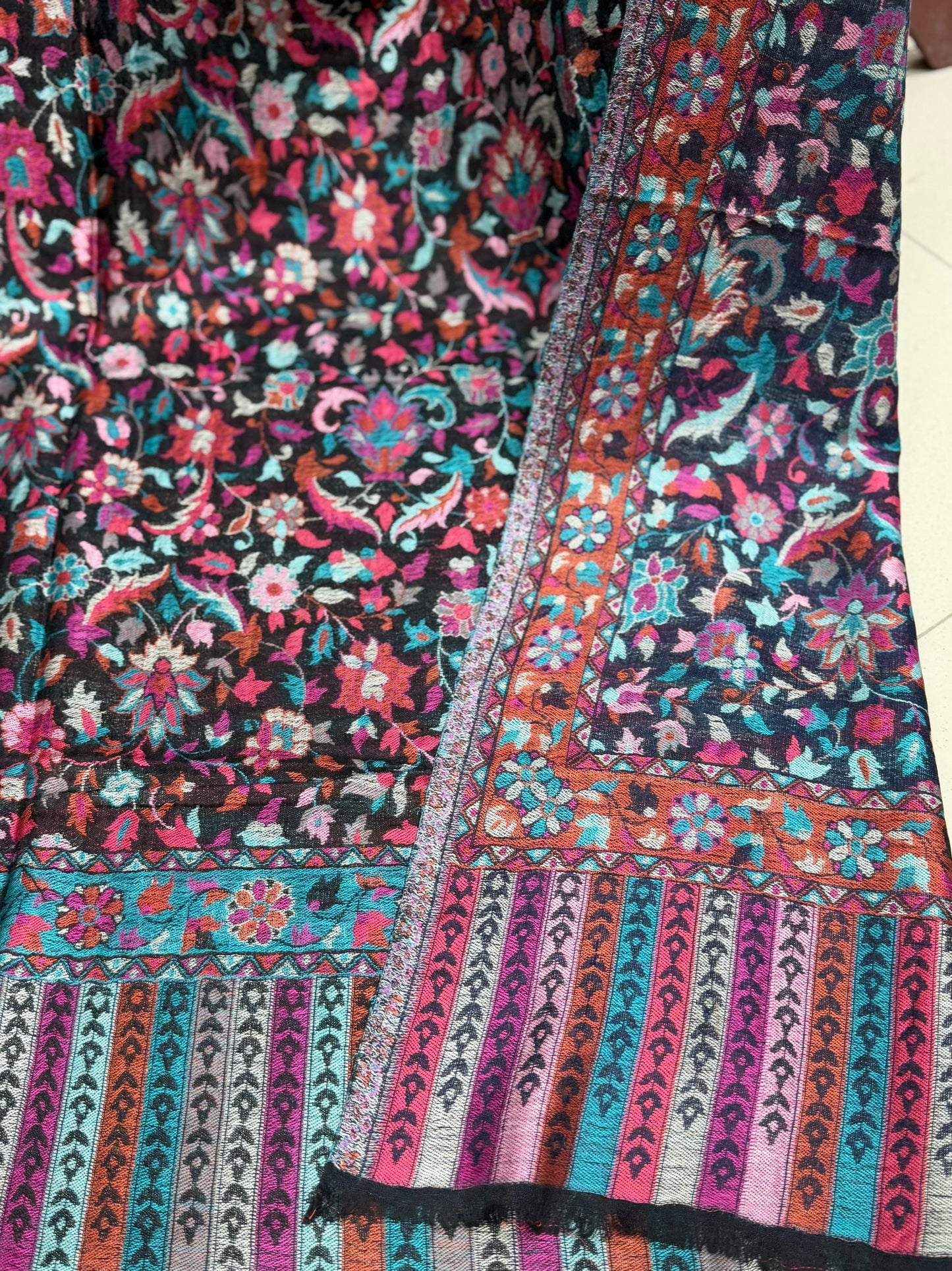 Kani Shawl Reversible 2 Sides useable | Made in Kashmir Pashmina Toosh Shawl