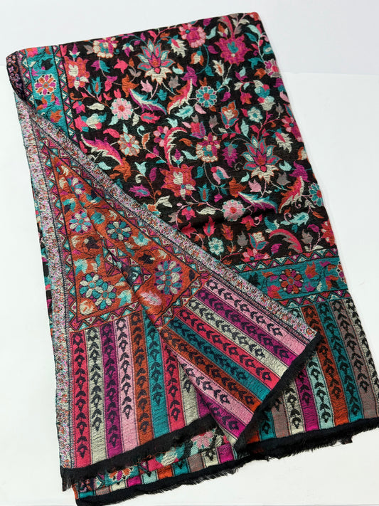 Kani Shawl Reversible 2 Sides useable | Made in Kashmir Pashmina Toosh Shawl