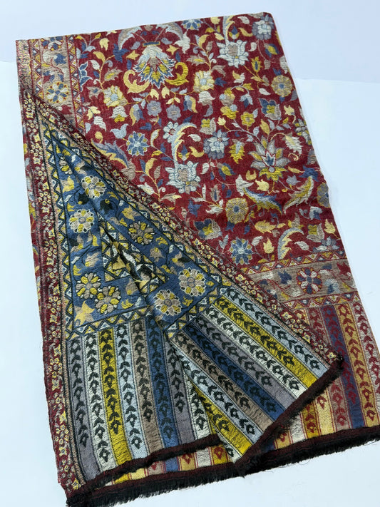 Kani Shawl Reversible 2 Sides useable | Made in Kashmir Pashmina Toosh Shawl