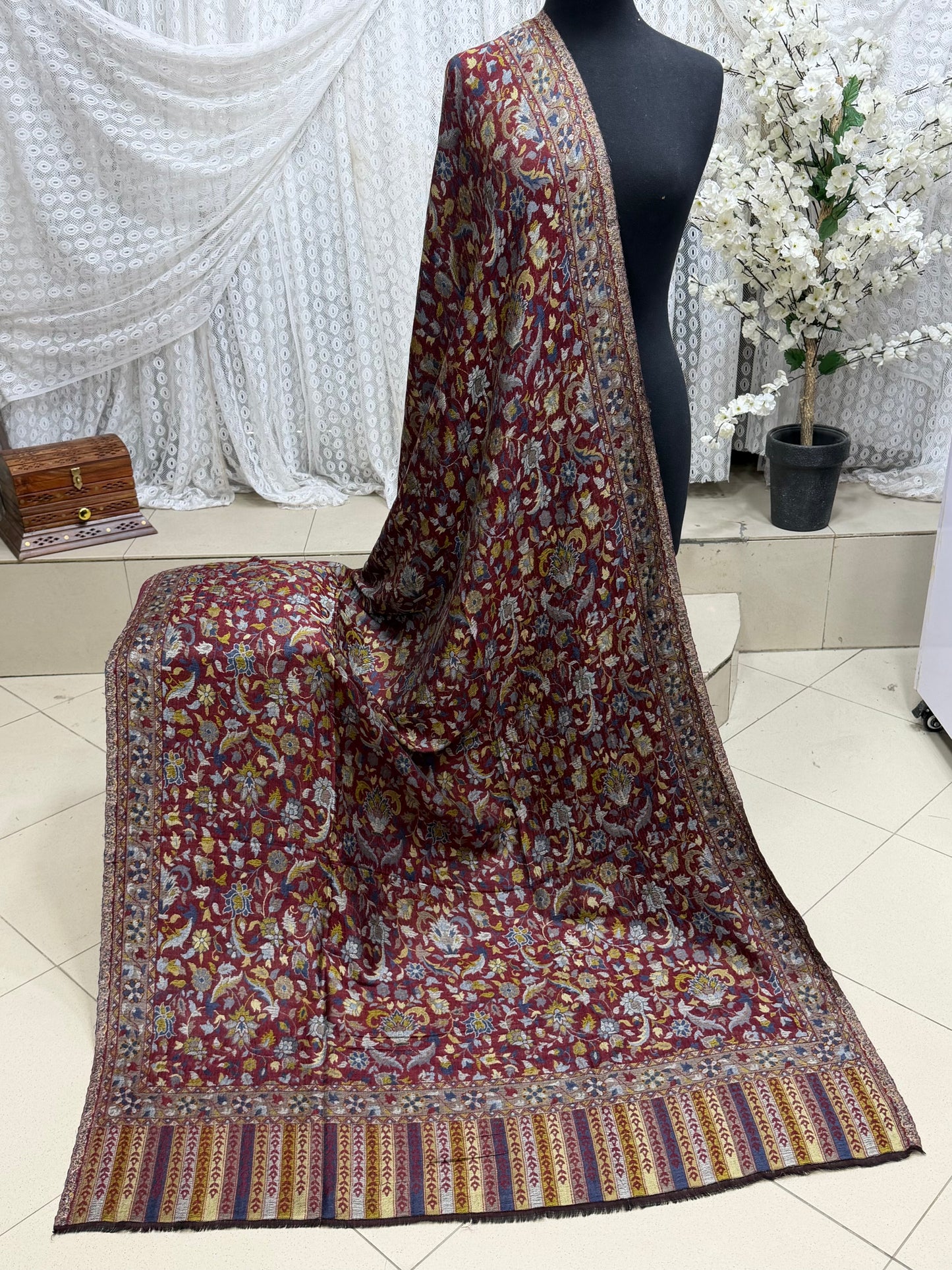 Kani Shawl Reversible 2 Sides useable | Made in Kashmir Pashmina Toosh Shawl