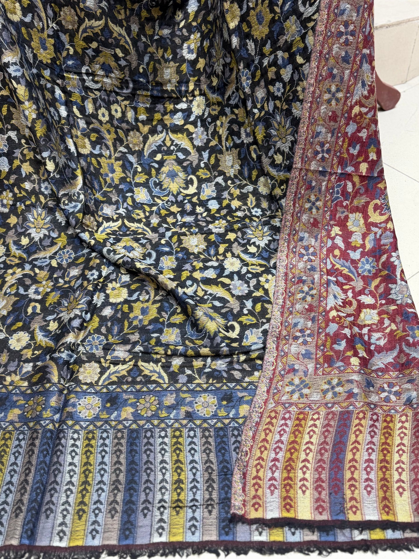 Kani Shawl Reversible 2 Sides useable | Made in Kashmir Pashmina Toosh Shawl