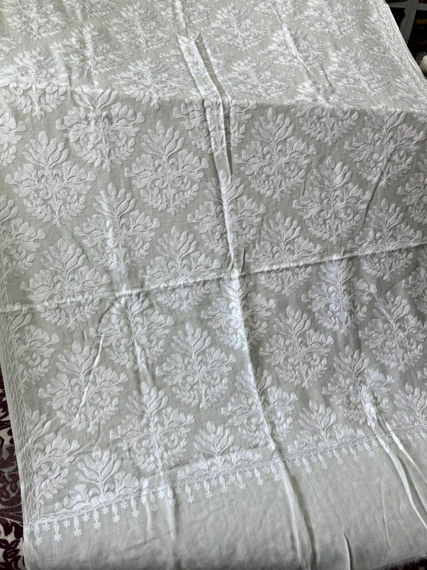 Pashmina Stole White Stole White Kashmiri Embroidery