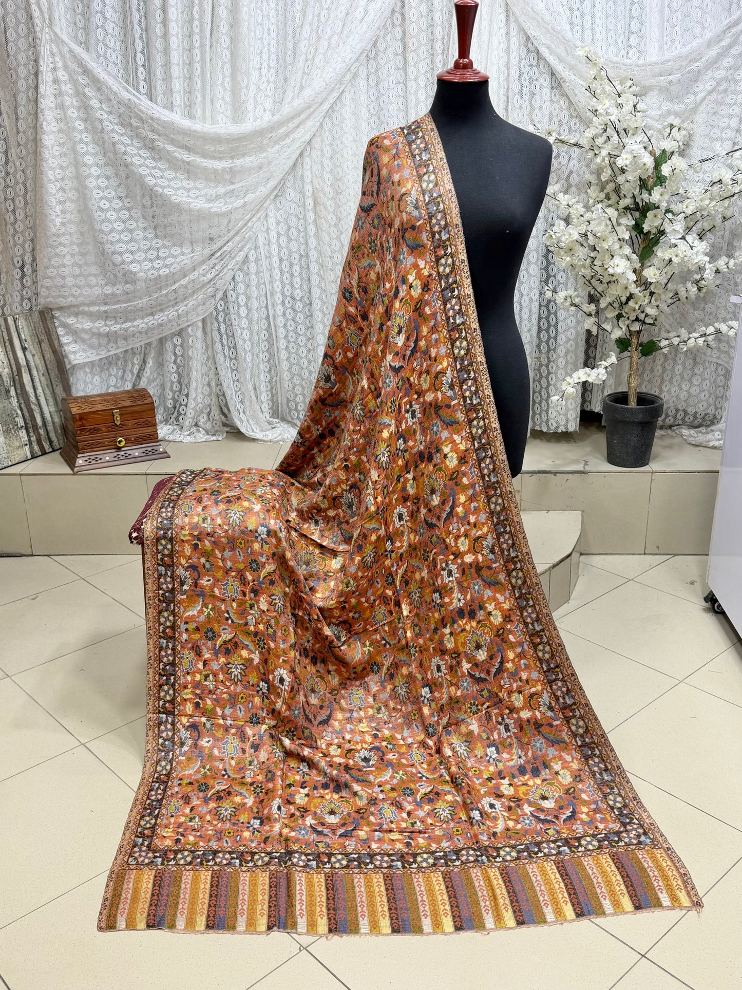 Kani Shawl Reversible 2 Sides useable | Made in Kashmir Pashmina Toosh Shawl