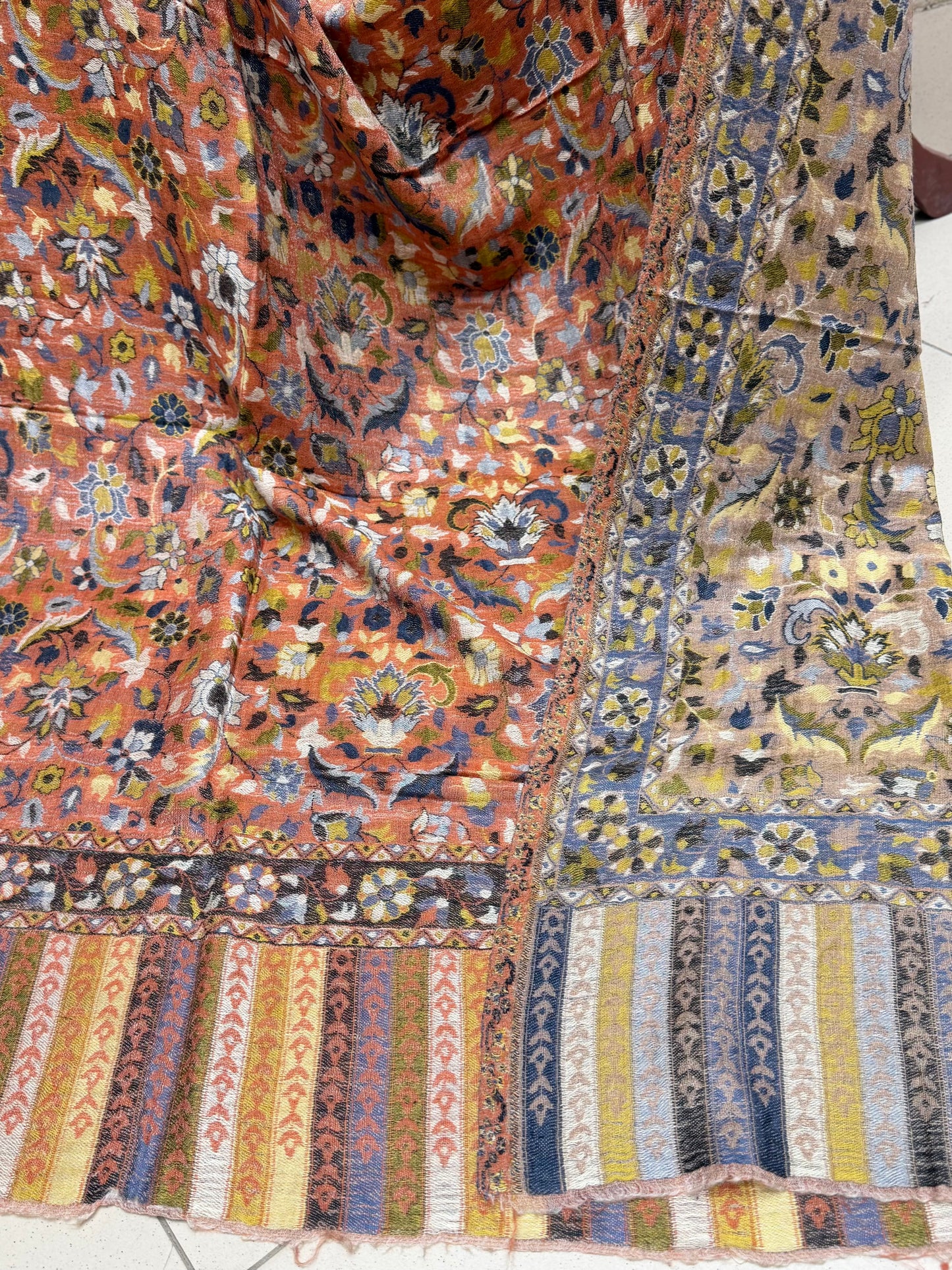 Kani Shawl Reversible 2 Sides useable | Made in Kashmir Pashmina Toosh Shawl