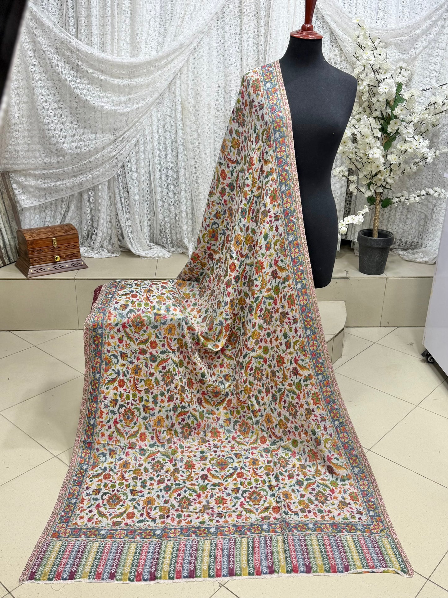 Kani Shawl Reversible 2 Sides useable | Made in Kashmir Pashmina Toosh Shawl