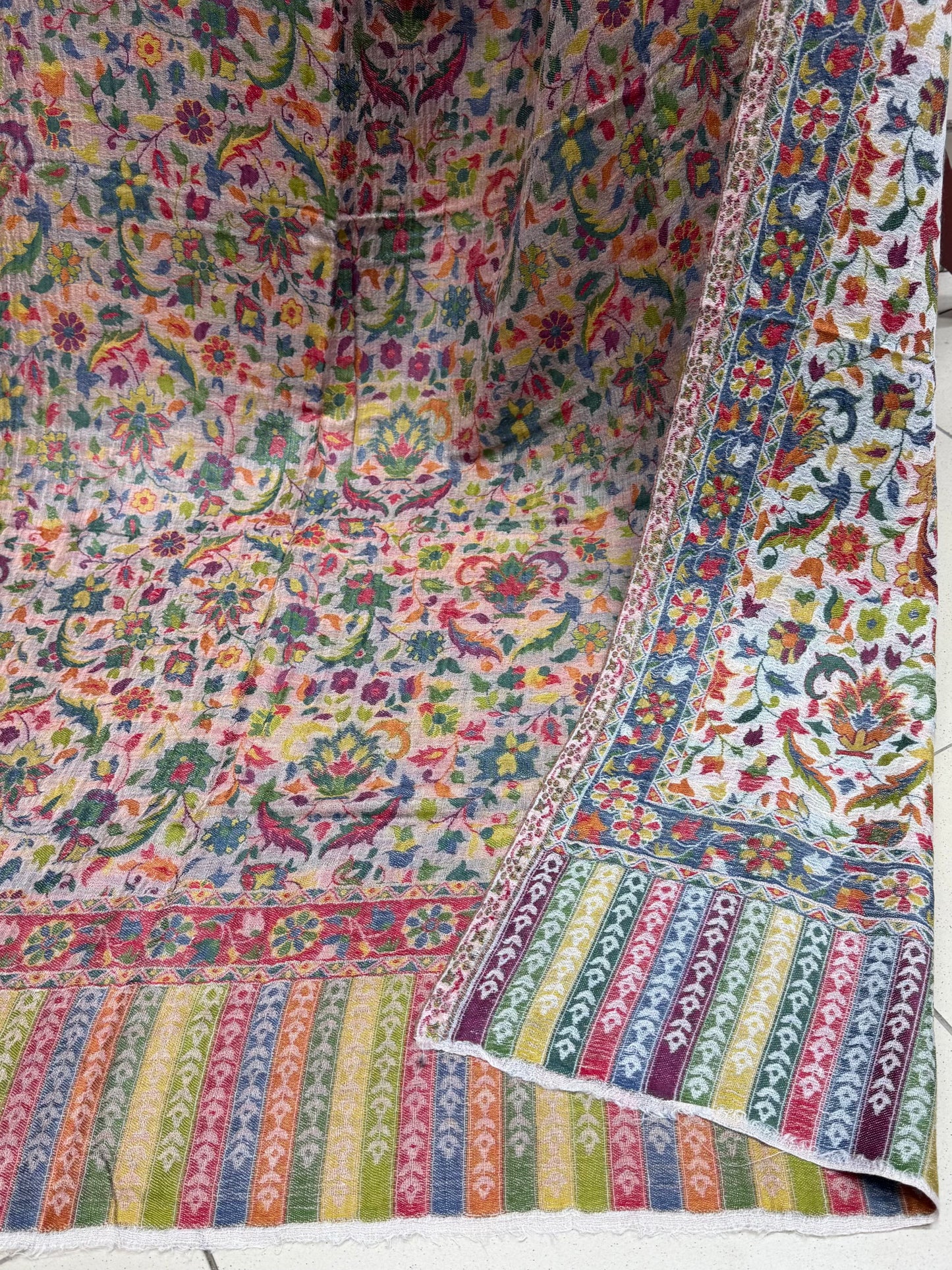 Kani Shawl Reversible 2 Sides useable | Made in Kashmir Pashmina Toosh Shawl