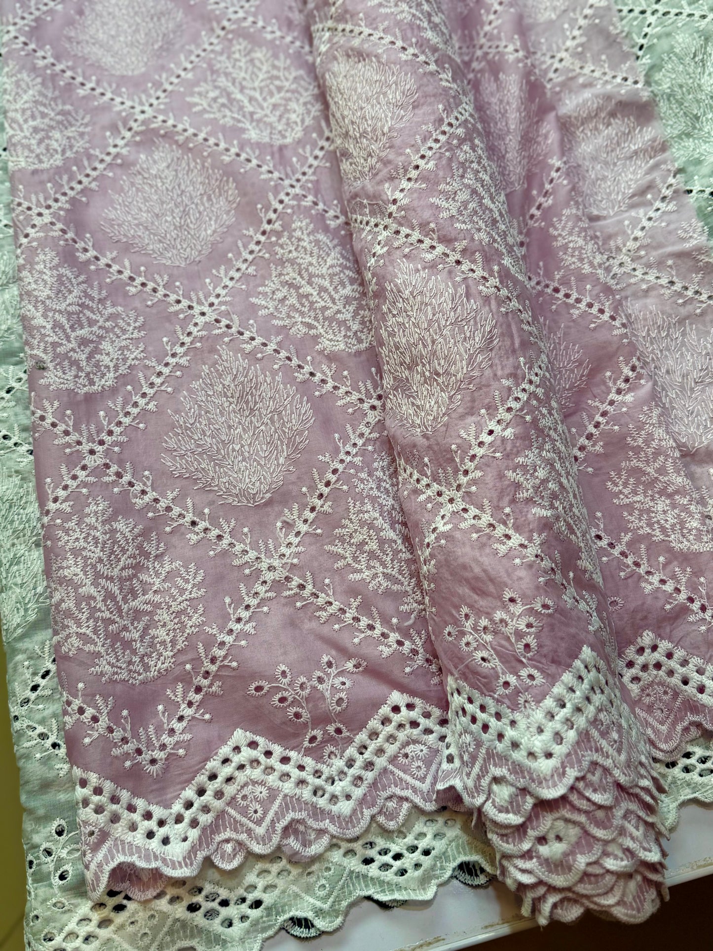 2 Piece Chiffon Aar Mukesh Suit Yellow