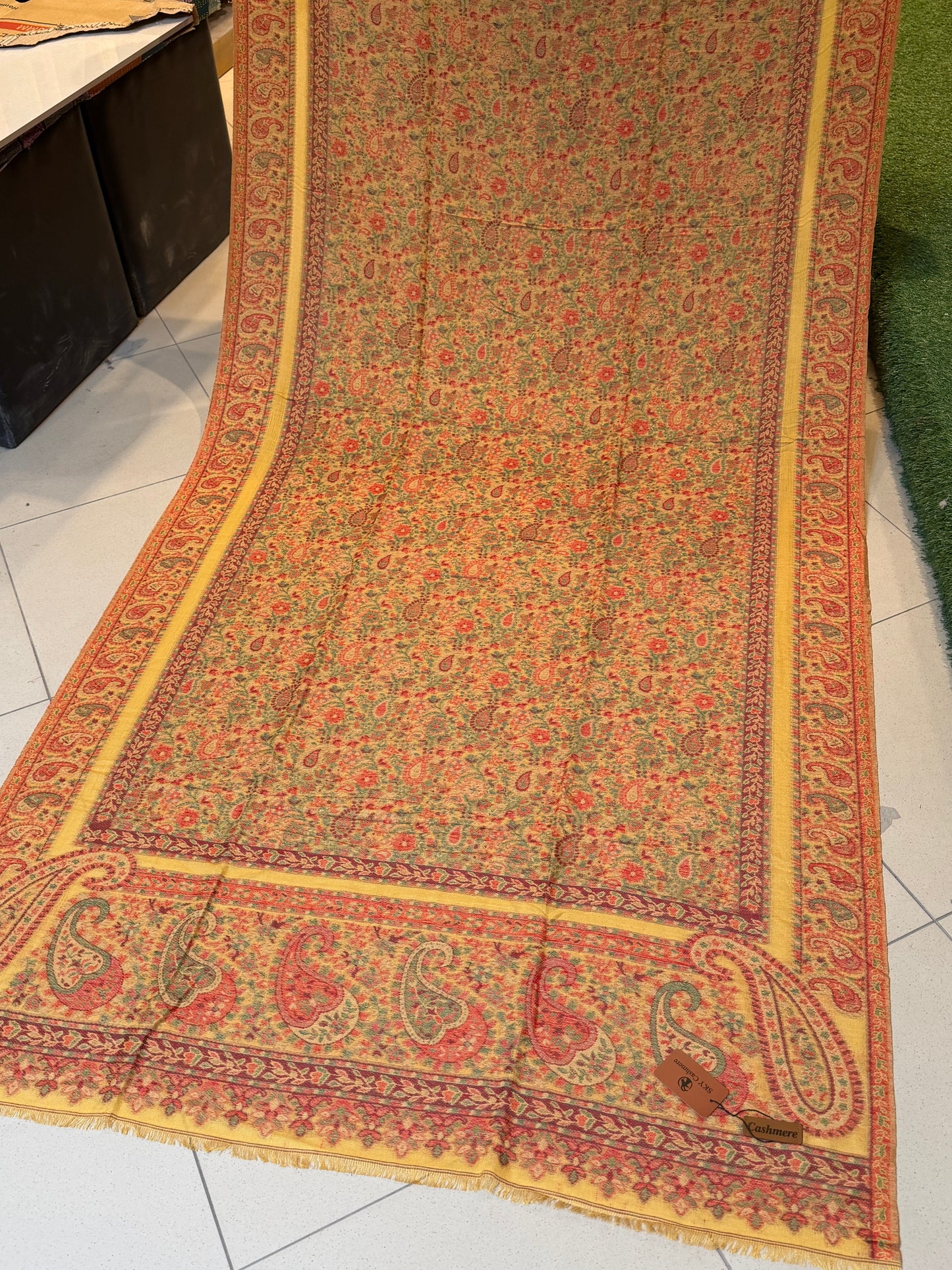 Sky Cashmere Full Size Kani Shawl | Mustard