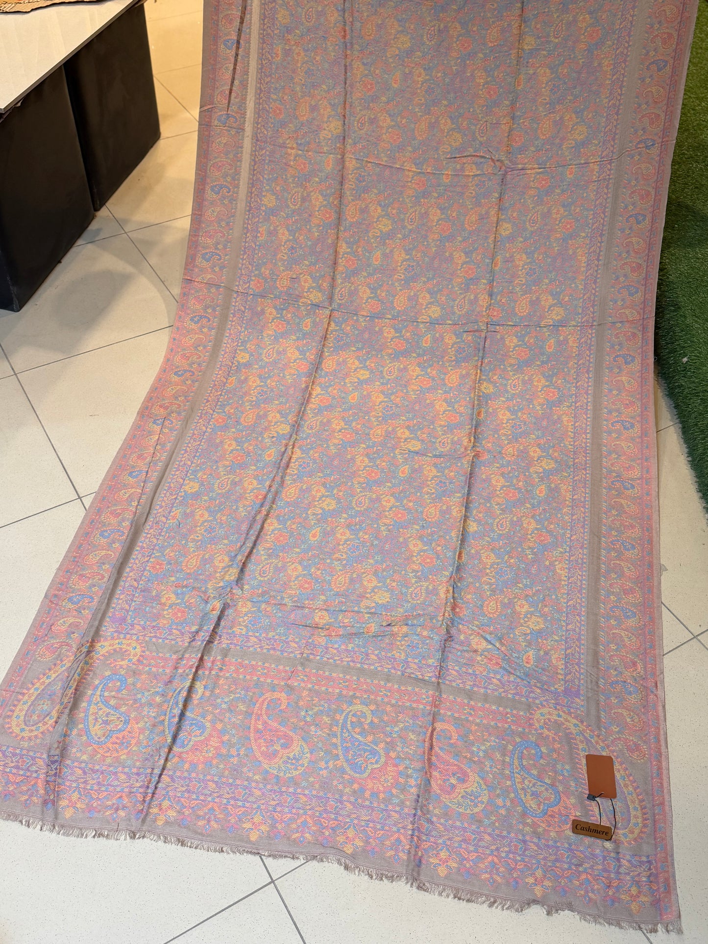 Sky Cashmere Full Size Kani Shawl | Skin Grey