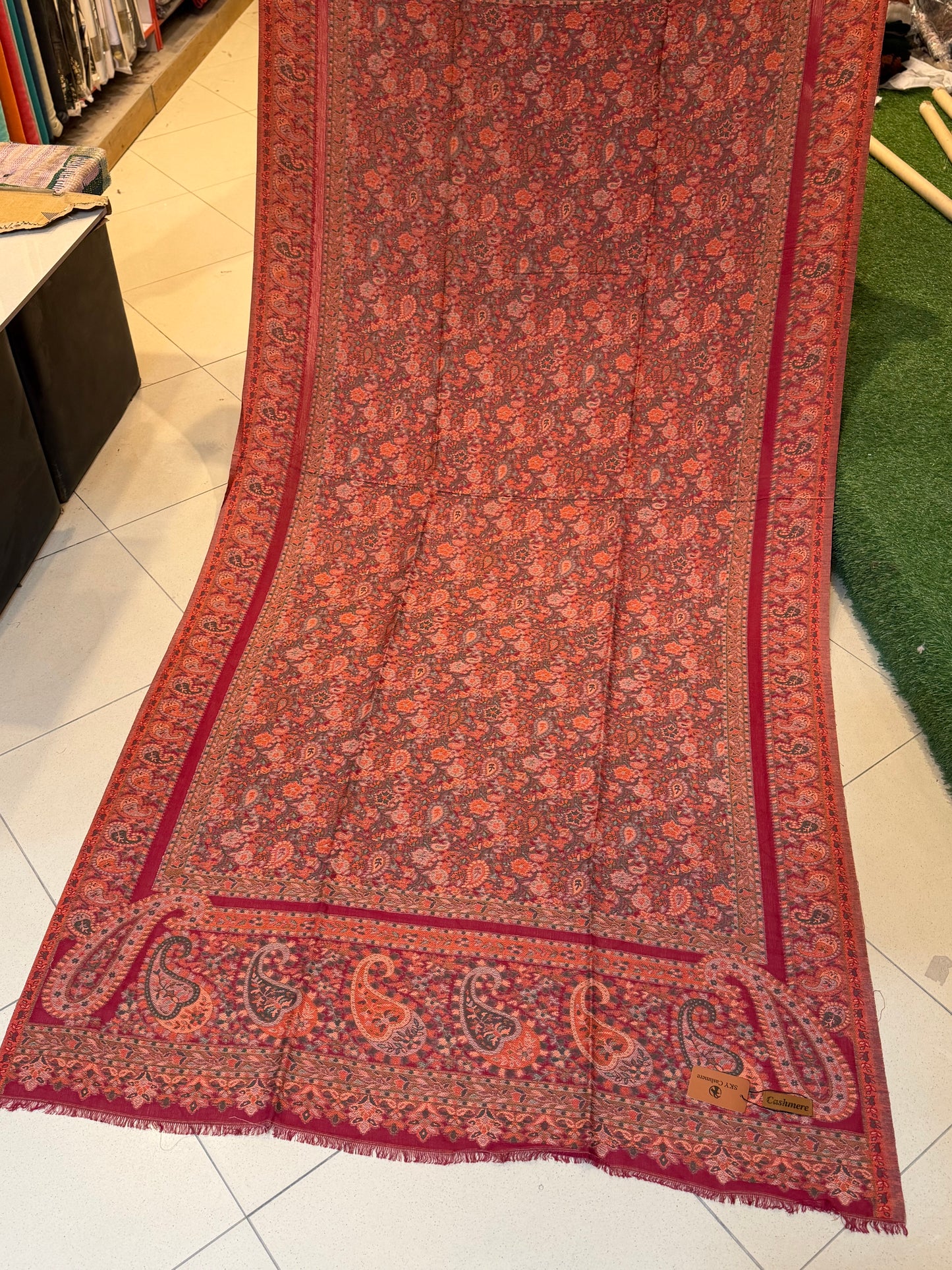 Sky Cashmere Full Size Kani Shawl | Maroon