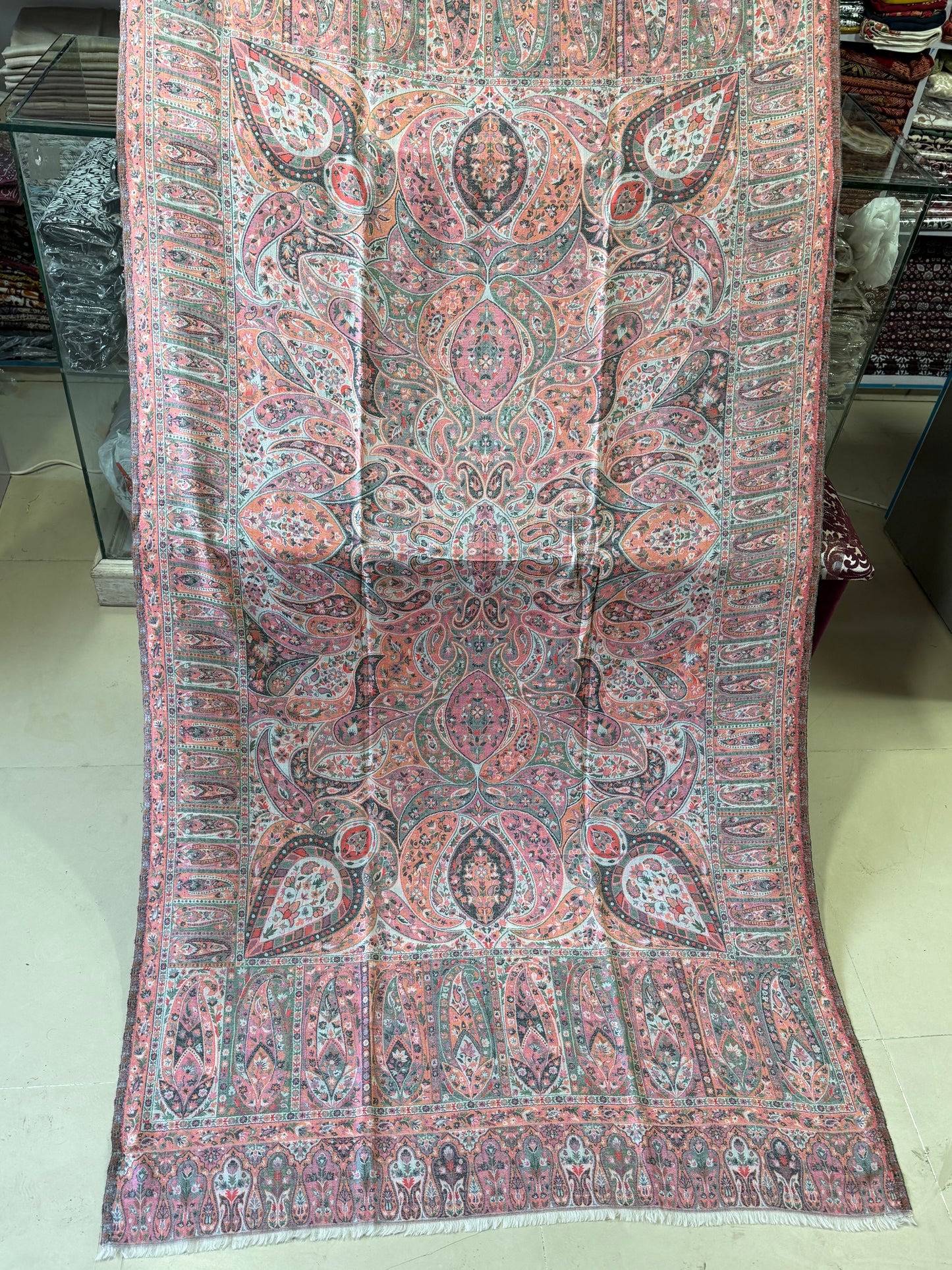 Kani Shawl Qalamkar Design Weaved Jamawar Toosh Shawl Made in Kashmir Full Size Shawl Perfect Gift