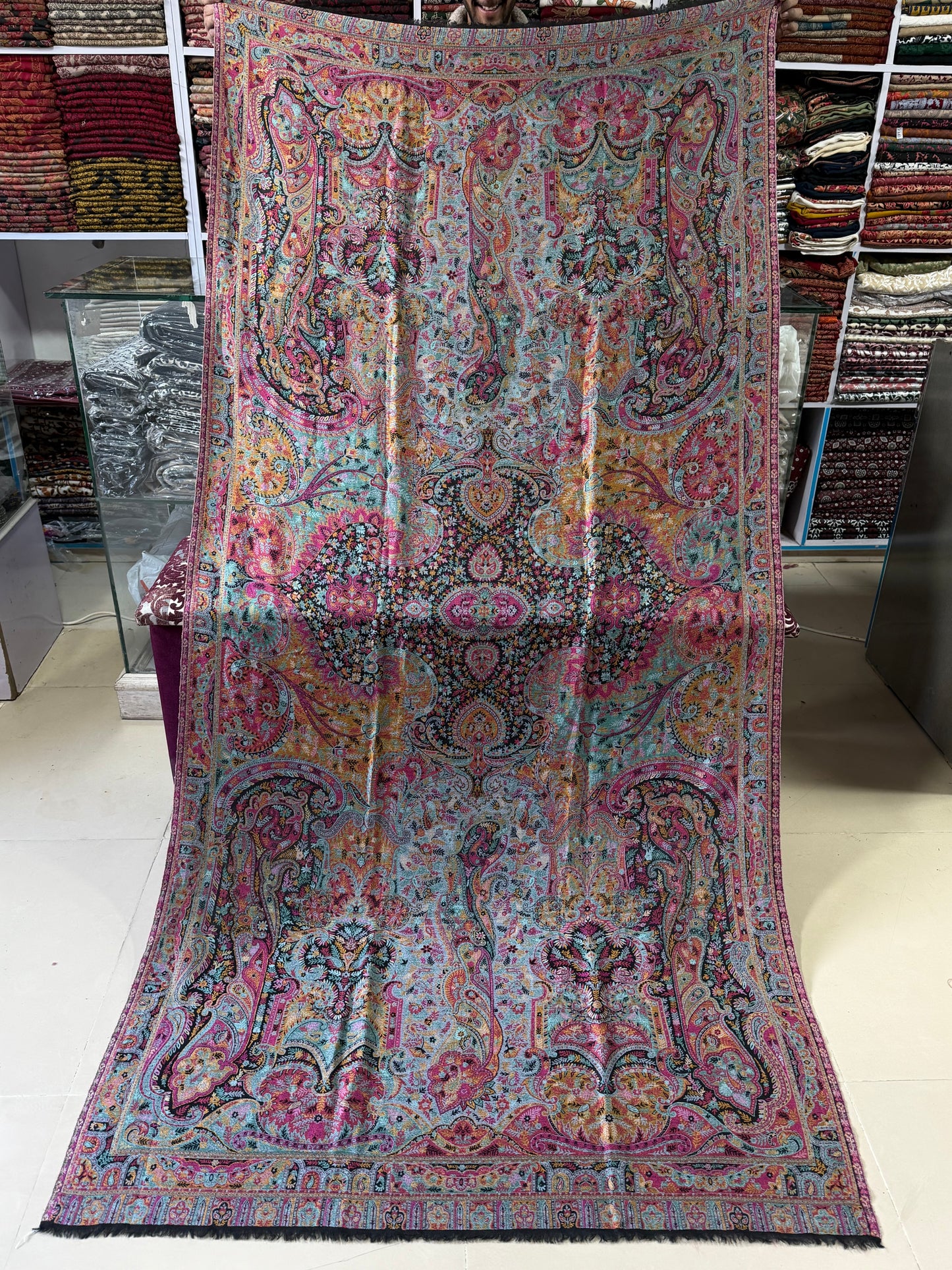 Kani Shawl Qalamkar Design Weaved Jamawar Toosh Shawl Made in Kashmir Full Size Shawl Perfect Gift