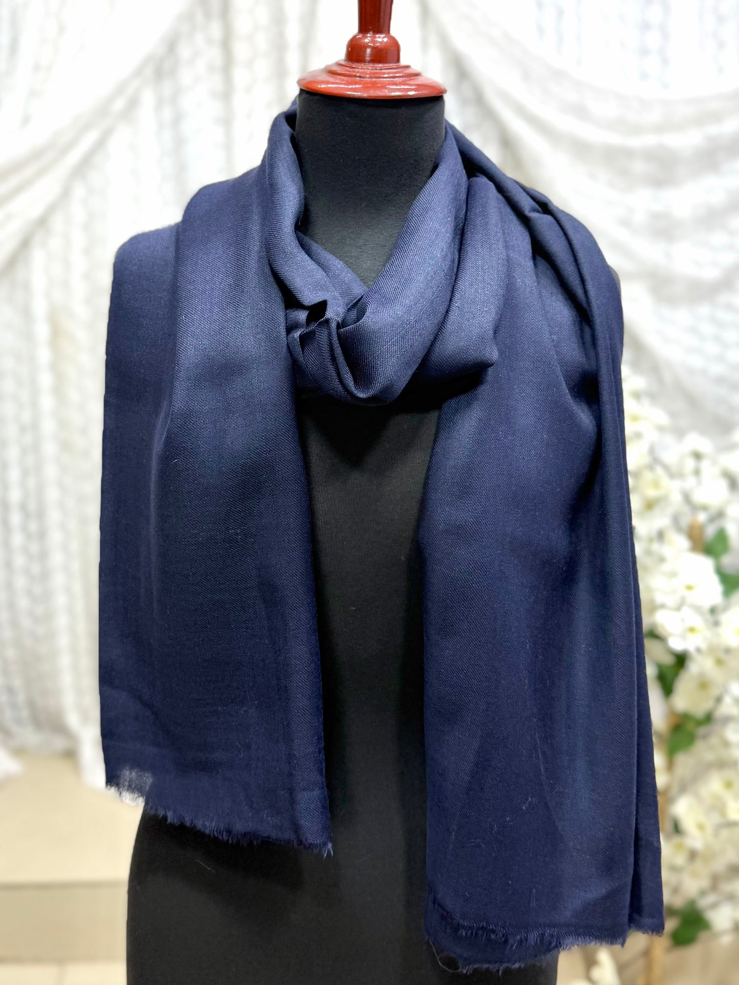 Plain Pashmina Stole | Navy Blue