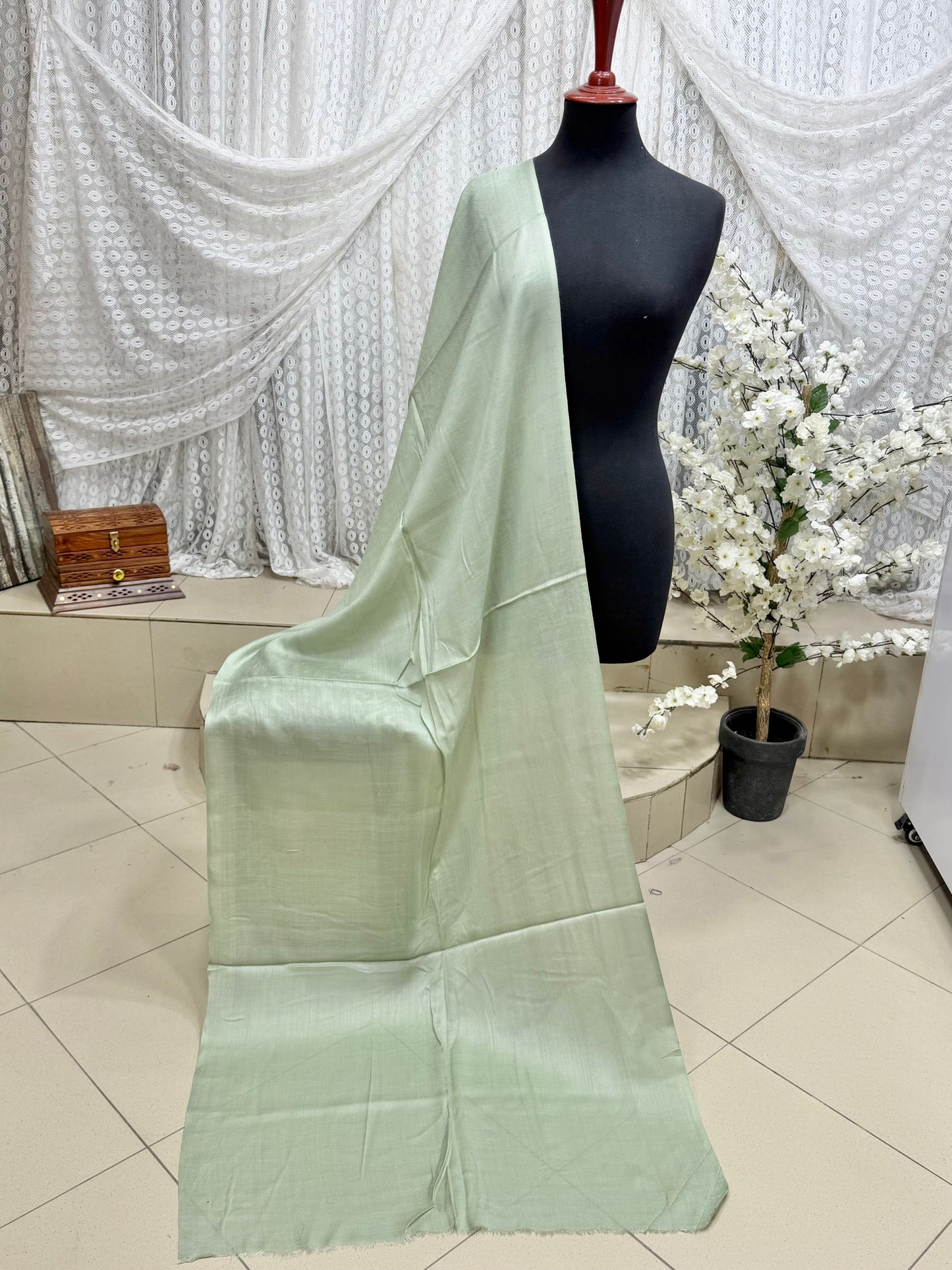 Plain Pashmina Stole | Pista Green
